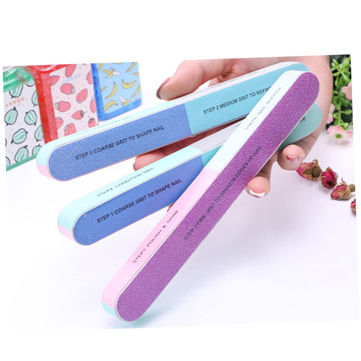 FOMIYES 12pcs Nail Buffer Blocks Set - 7 Steps Manicure Kit for Home & Salon Use