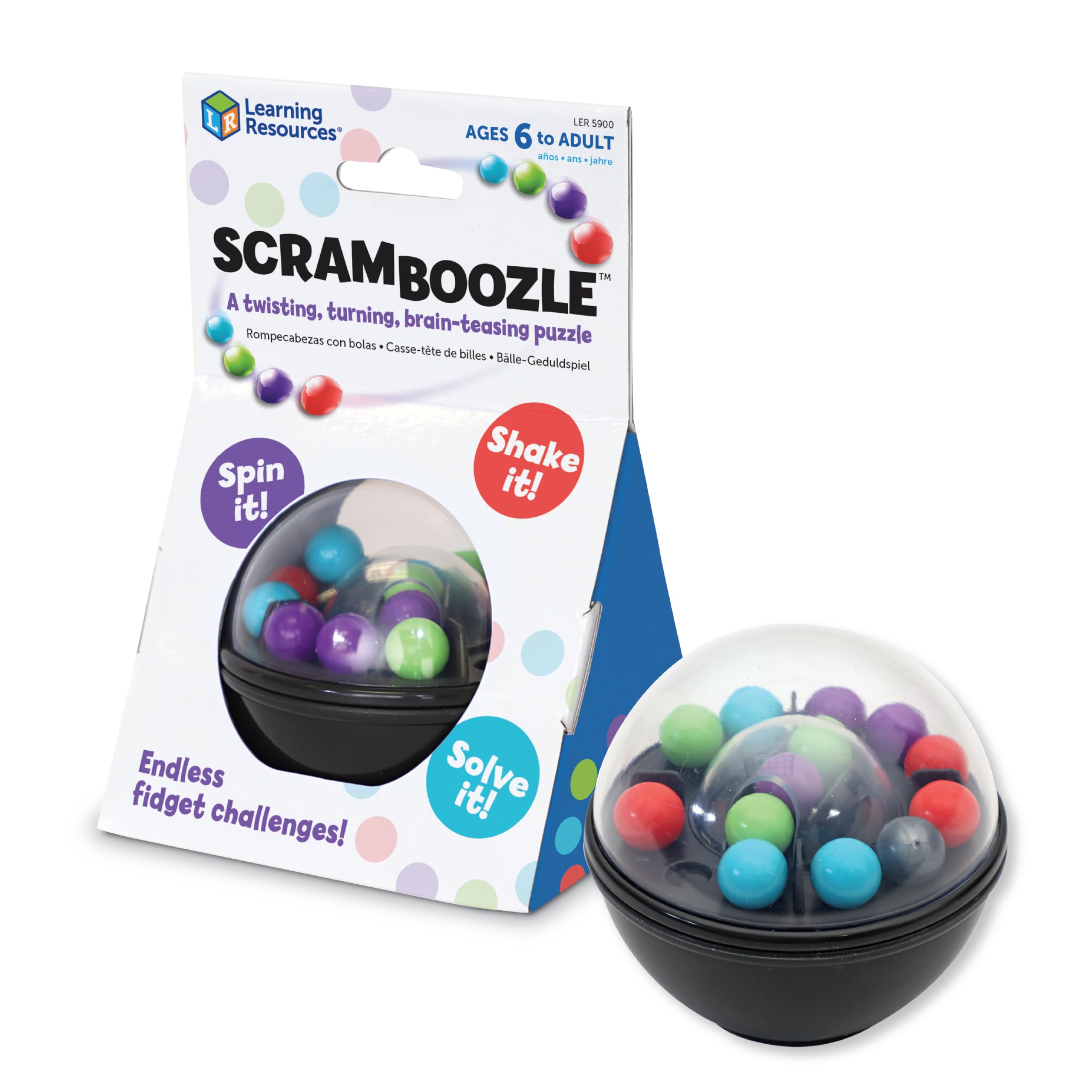 Learning Resources Scramboozle Puzzle Ball - Challenging 3D Brain Teaser Game for Kids & Adults Ages 6+, STEM Educational Sorting Toy, Perfect for Easter Basket Stuffers, Birthday Gifts & Family Game Night Activities