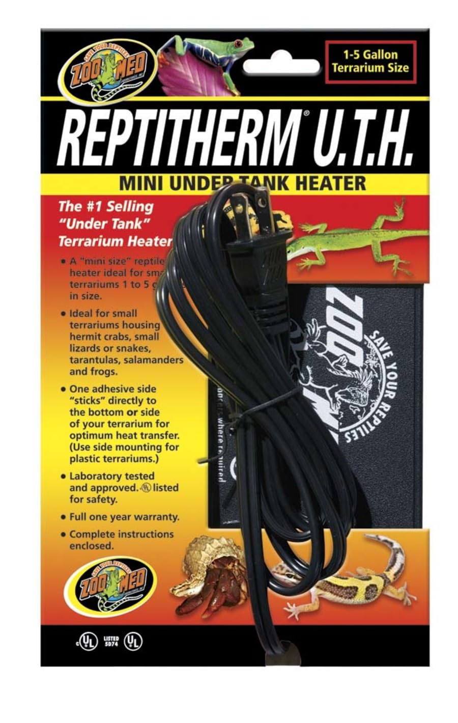 Reptitherm Under Tank Heater for Reptiles - Adjustable Terrarium Heating Pad for Snakes, Lizards & Turtles - Perfect for Glass & Plastic Tanks - Ideal for Creating Warm Habitat in Cold Weather