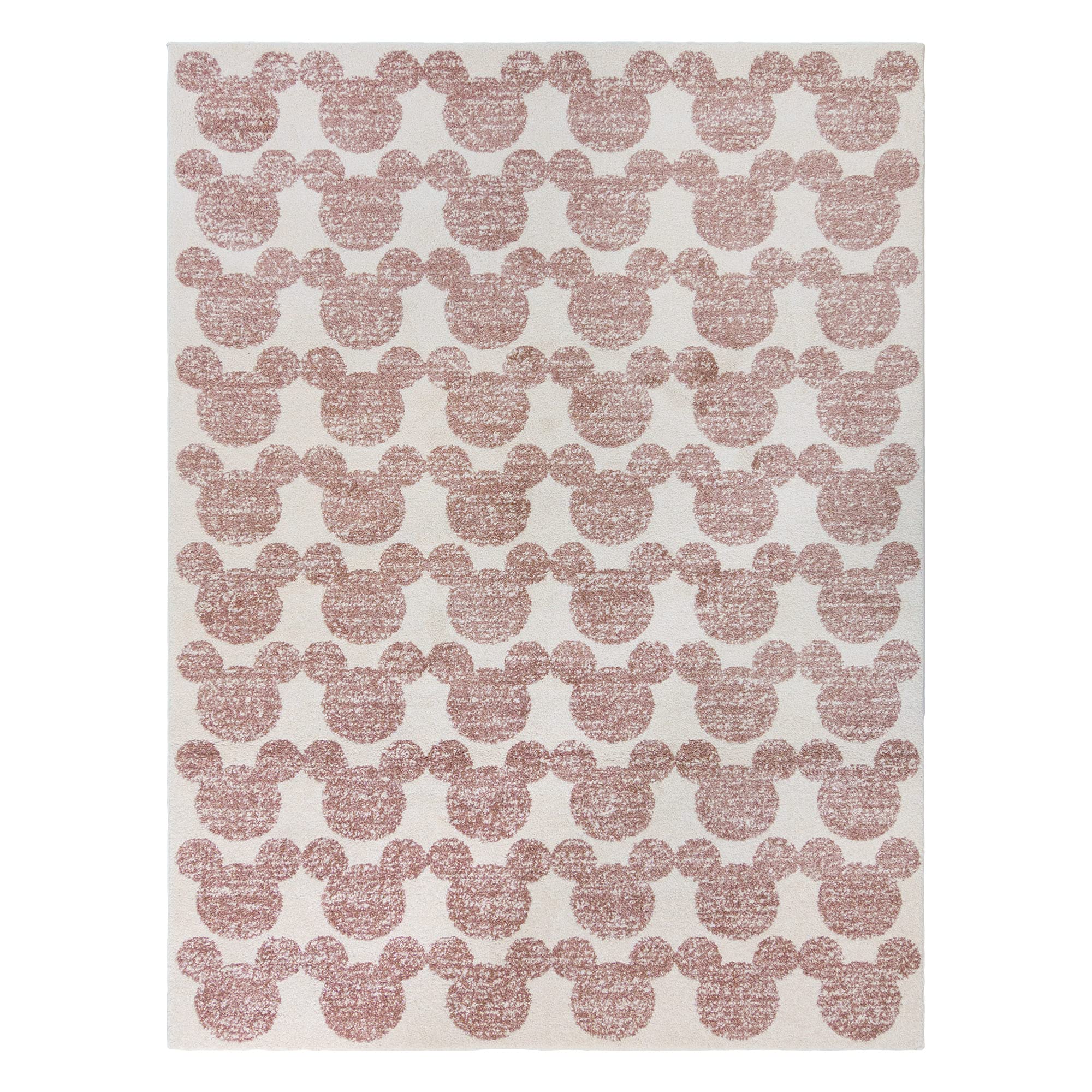 Disney Mickey Mouse Rug 8x10 - Soft Textured Floor Mat for Living Room, Dining Room, Playroom & Study - Large Non-Slip Carpet in White Cream with Pink Ears (46518) - Perfect for Kids' Bedroom, Nursery, or Disney-Themed Home Decor