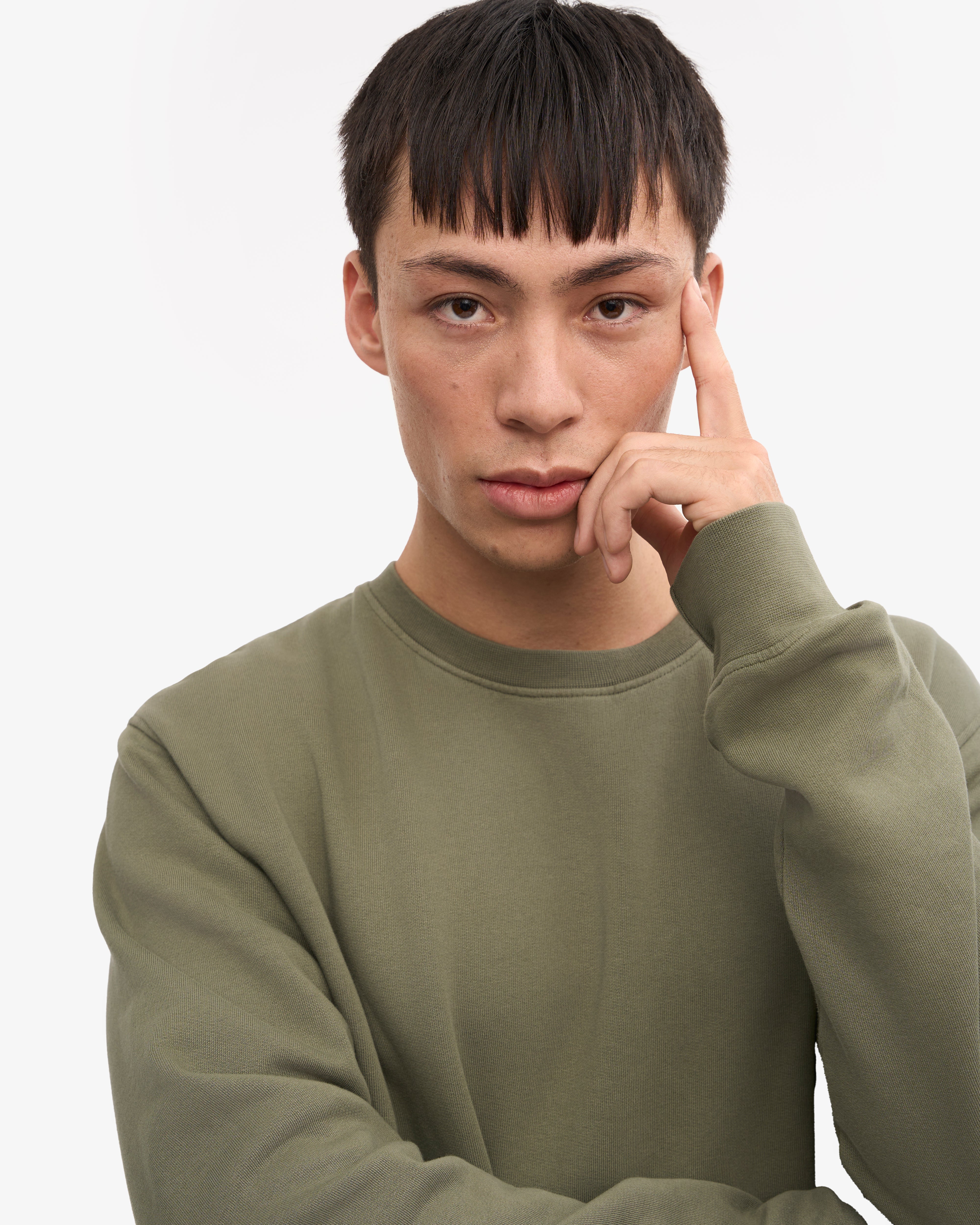 Classic Organic Cotton Crew Neck T-Shirt for Men - Soft & Comfortable Dusty Olive Green Tee - Perfect for Casual Wear, Gym & Everyday Outfits