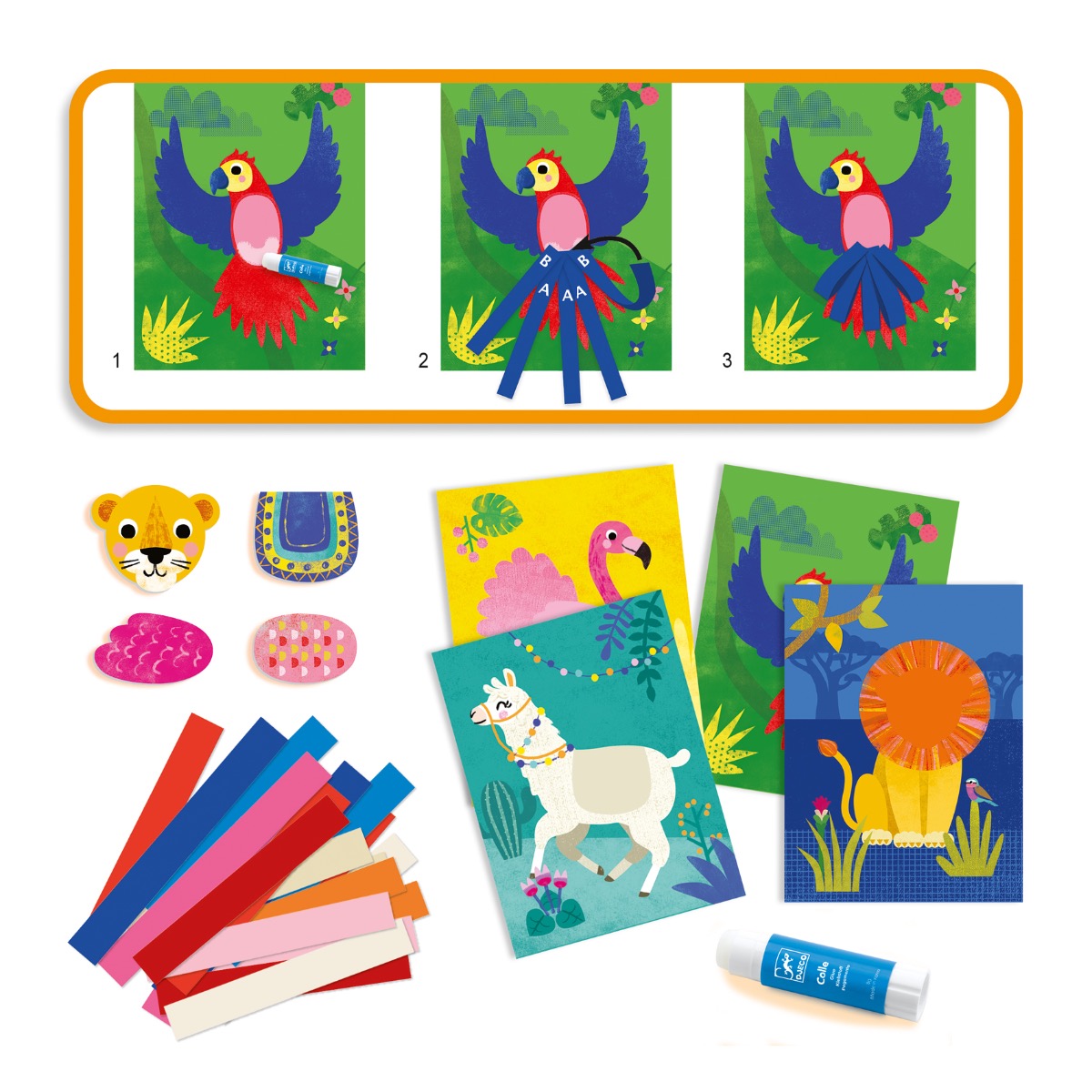 Buy Djeco Collages Animals With Small Loops - Creative Animal Art Kits for Kids | Perfect for Classroom Activities & Home Crafts