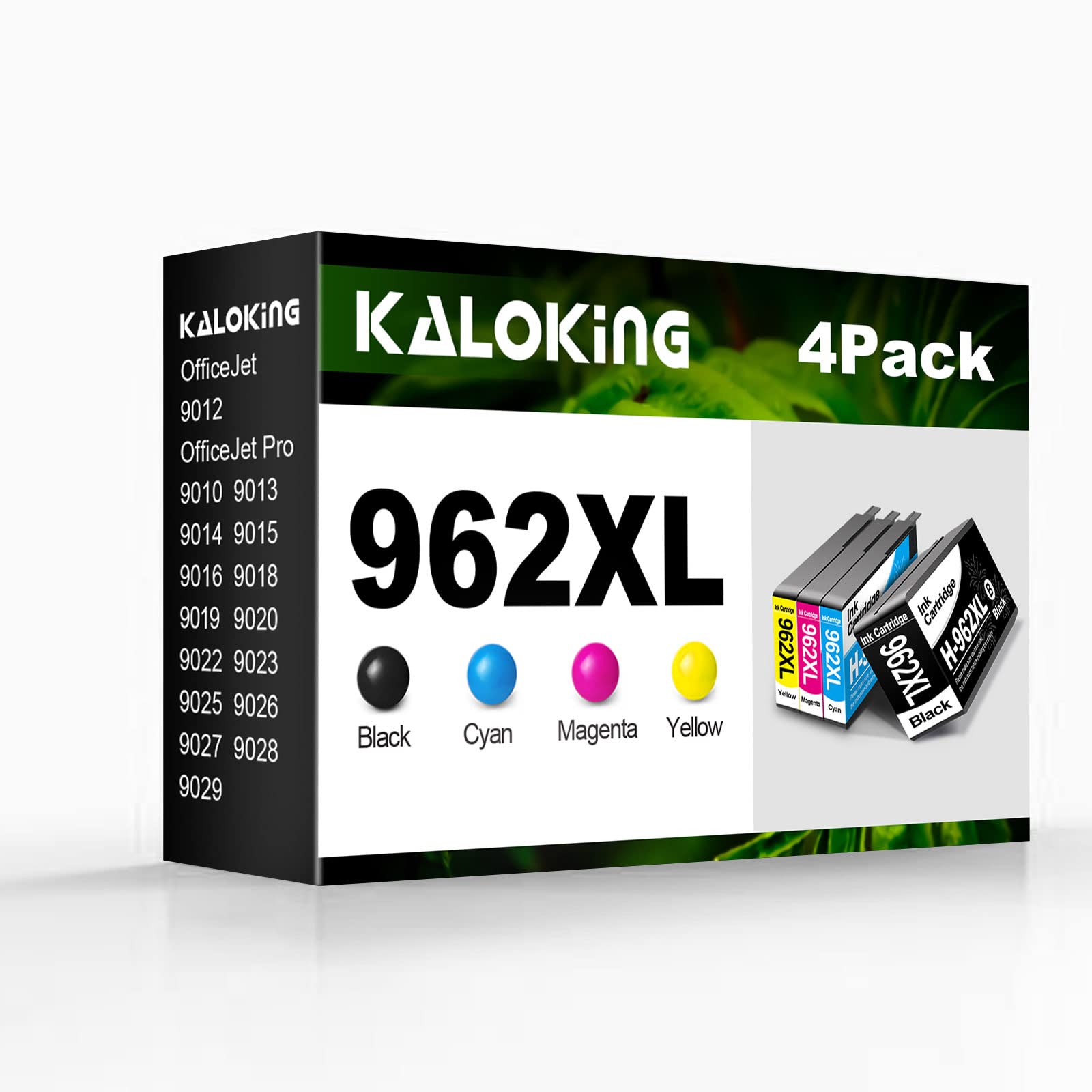 High-Quality Remanufactured HP 962XL Ink Cartridges (4-Pack) - Compatible with OfficeJet Pro 9010 9015 9018 9025 Printers - 1 Black, 1 Cyan, 1 Magenta, 1 Yellow - Perfect for Home Office Printing & Small Business Documents