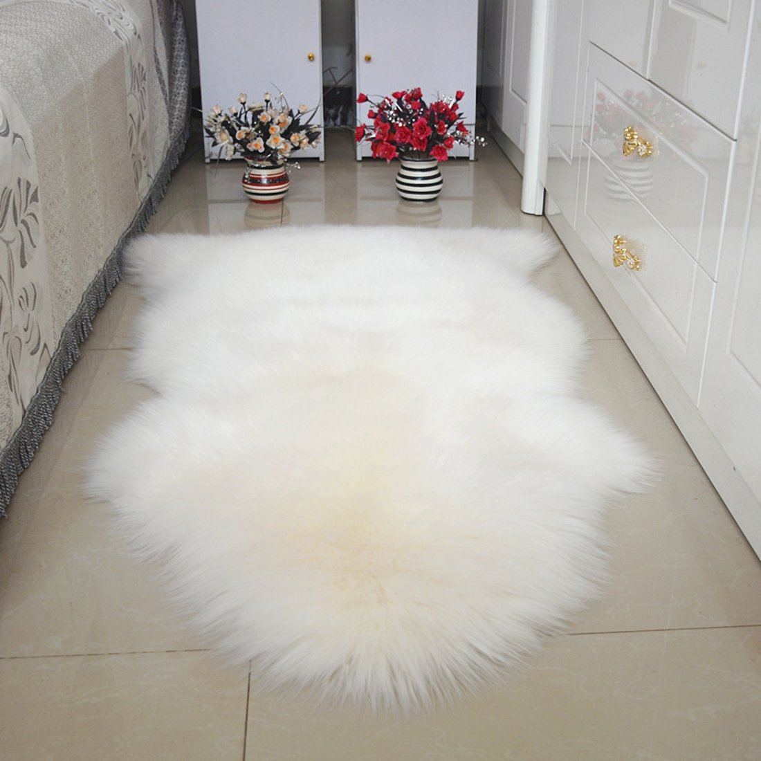 Genuine Australian Sheepskin Rug for Babies – Single Natural Luxuriously Soft Shorn Lambskin Wool, 28x43 Inches, Beige | Perfect for Nursery, Playroom & Baby Photo Shoots