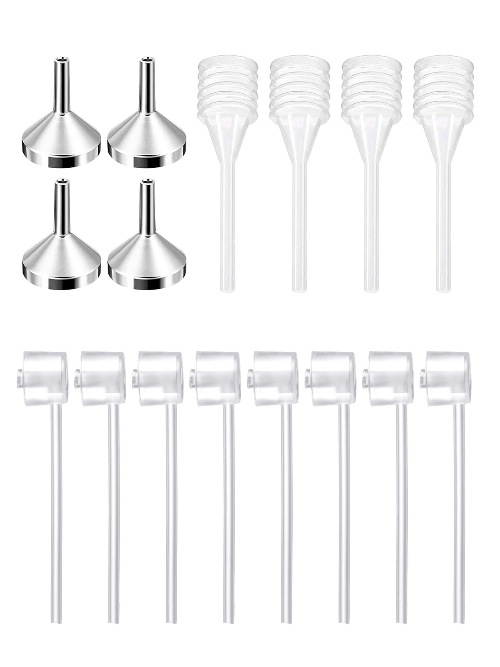 8-Piece Perfume Refill Pump Kit - Includes 4 Mini Droppers & 4 Aluminum Funnels for Refillable Perfume Atomizer Bottles - Perfect for Travel, DIY Perfume Mixing, and Fragrance Transfer