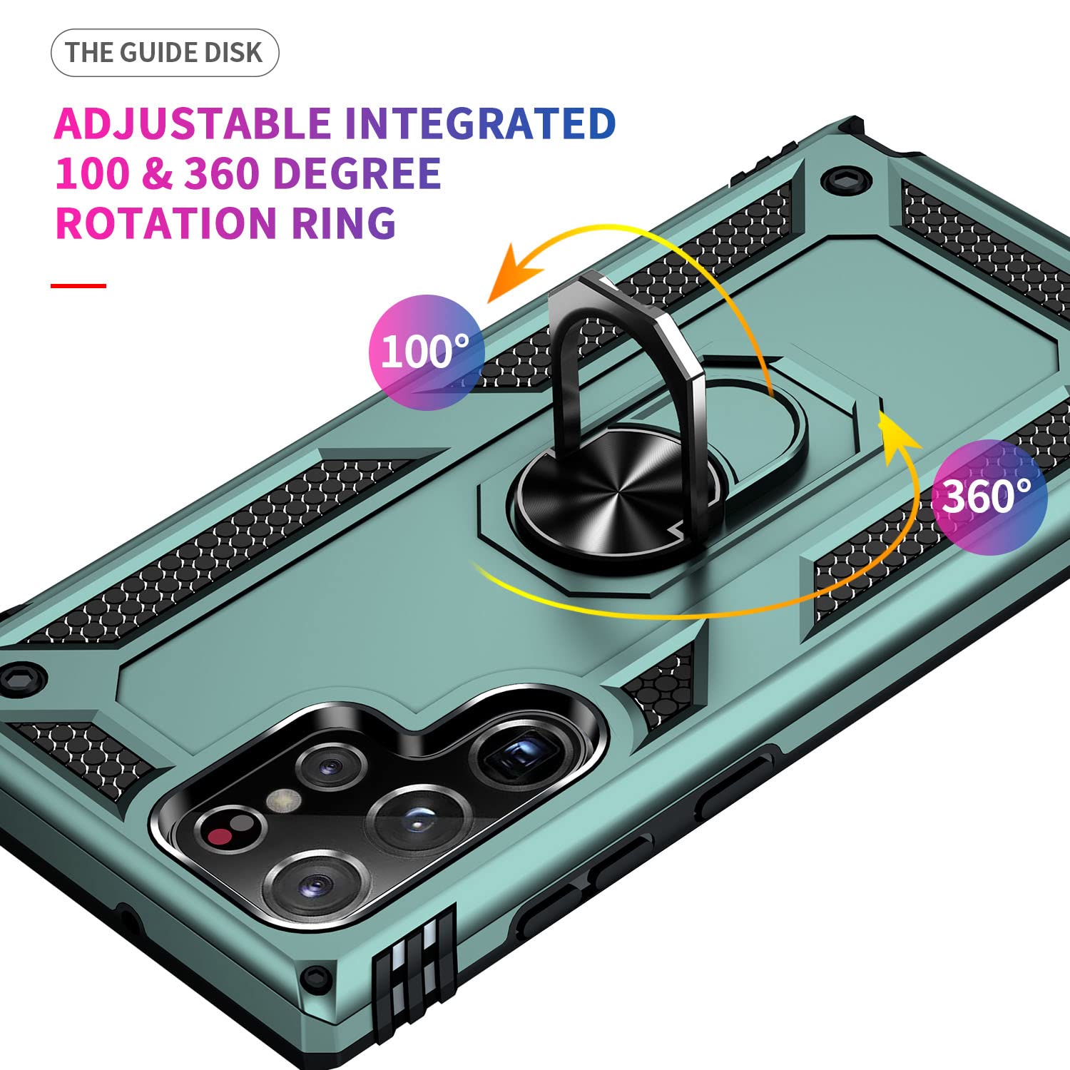 Military Grade Heavy Duty Samsung Galaxy S22 Ultra Case with Stand Ring & Magnetic Car Mount - Shockproof Protective Phone Cover for Samsung S22 Ultra (Teal) - Perfect for Outdoor Activities, Travel & Daily Use
