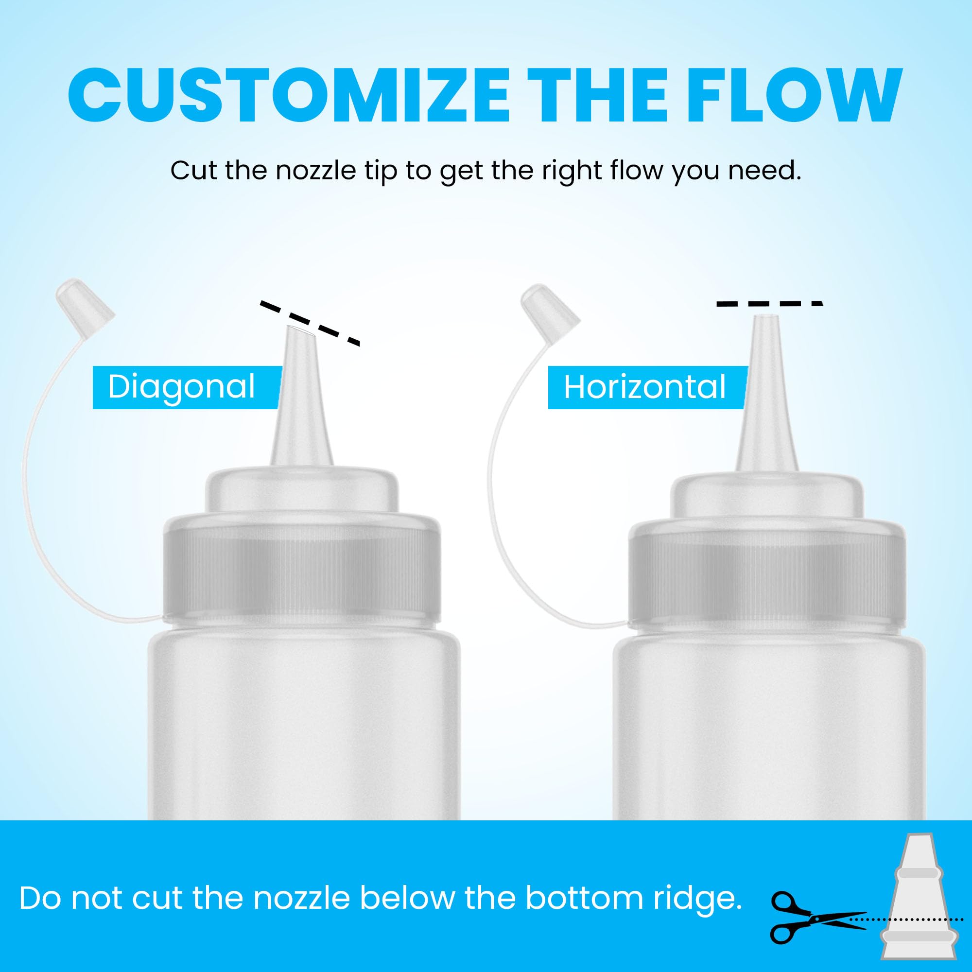 Oaklyn 16oz Squeeze Bottles (6 Pack) - BPA-Free, Leak-Proof Reusable Condiment Bottles for Sauces, Dressings & Liquids | Easy-Clean Plastic Bottles with Precision Nozzle | Perfect for Kitchen, BBQ, Restaurants & Meal Prep