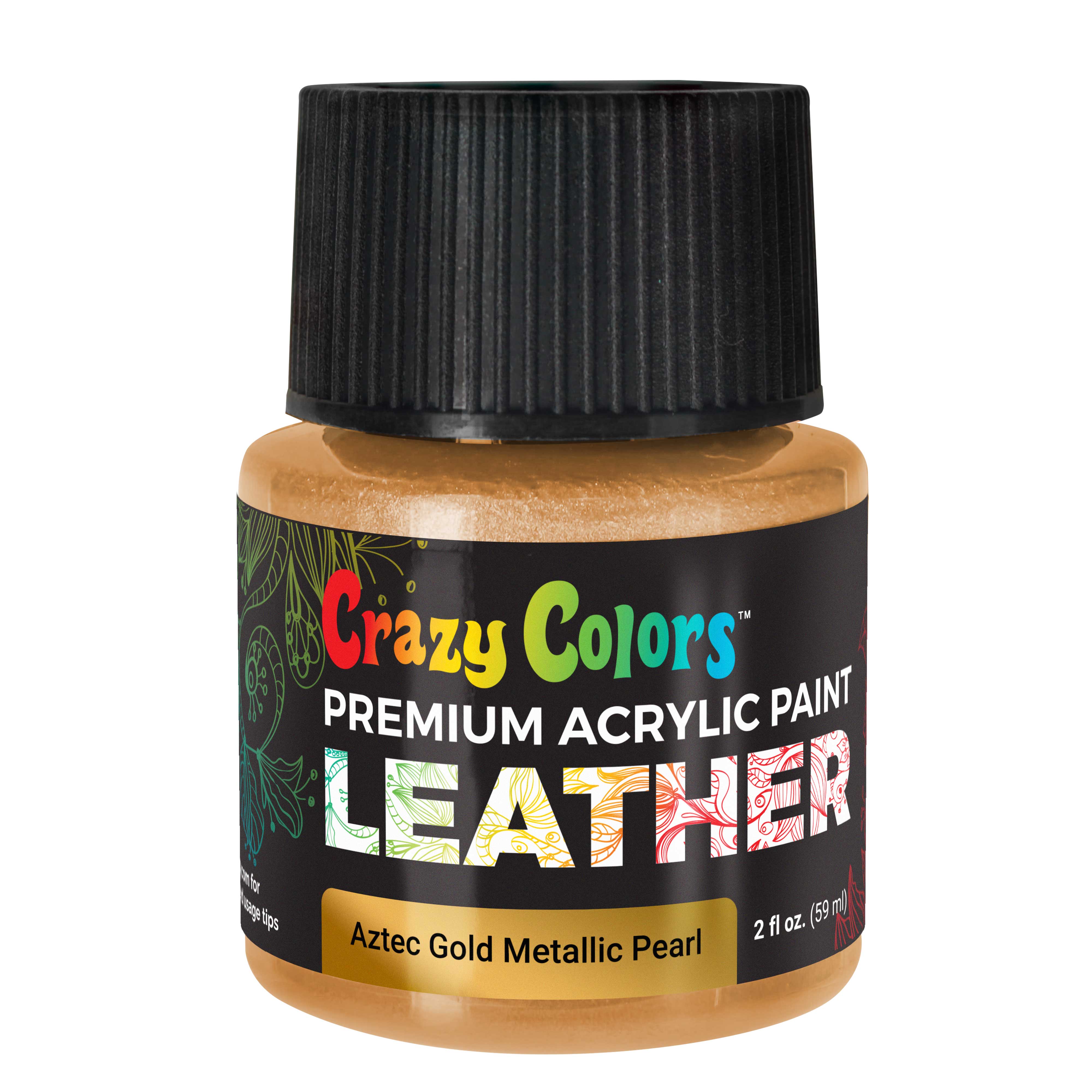 Premium Aztec Gold Metallic Pearl Acrylic Leather & Shoe Paint - 2 oz Bottle | Flexible, Crack, Scratch & Peel Resistant | Customize Sneakers, Jackets, Bags & Purses | Perfect for DIY Fashion, Shoe Restoration & Handmade Accessories