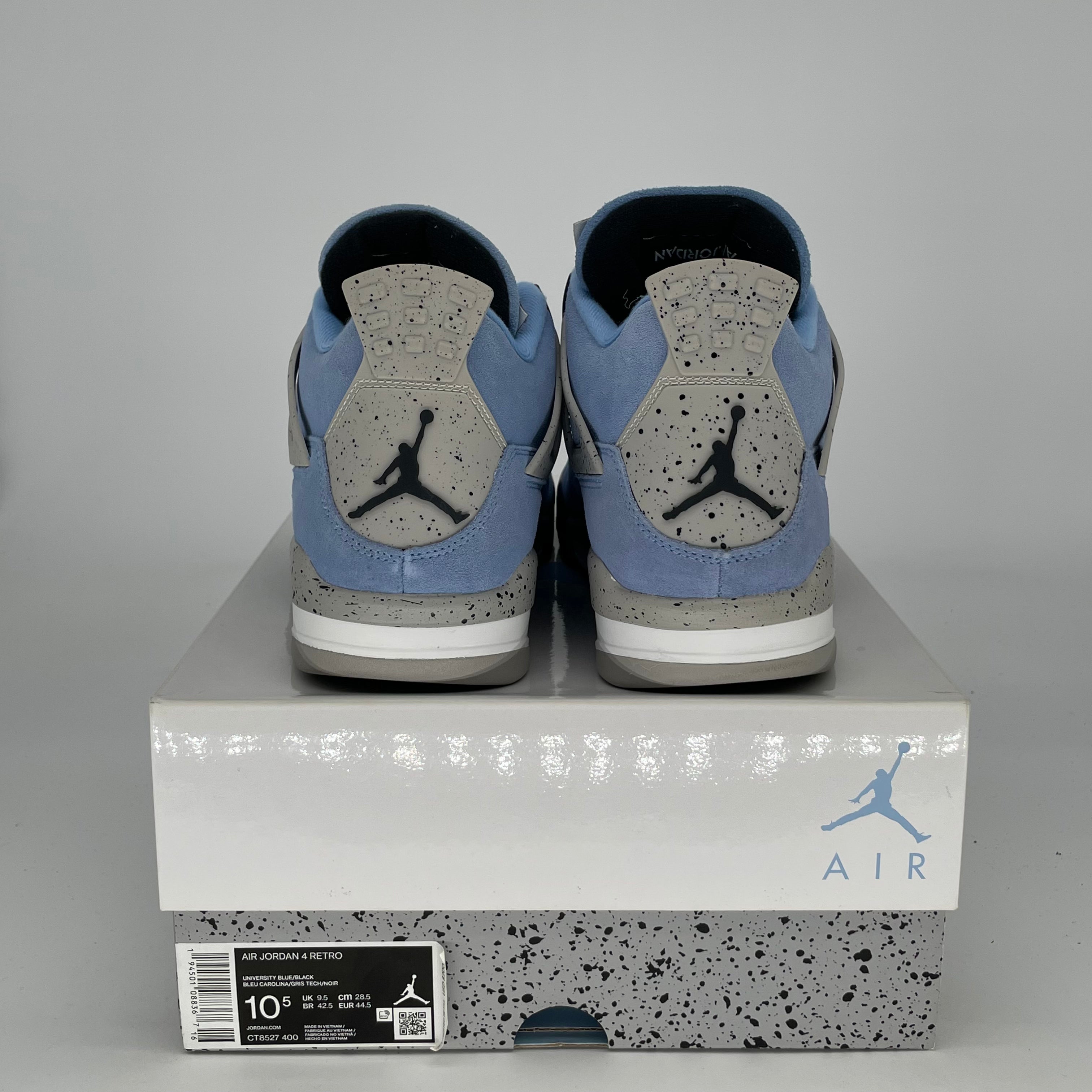 AIR JORDAN 4 University Blue Sneakers - Men's Size 10.5/Women's Size 12 - Retro Basketball Shoes CT8527-400 - Perfect for Streetwear, Casual Outfits & Sneaker Collectors