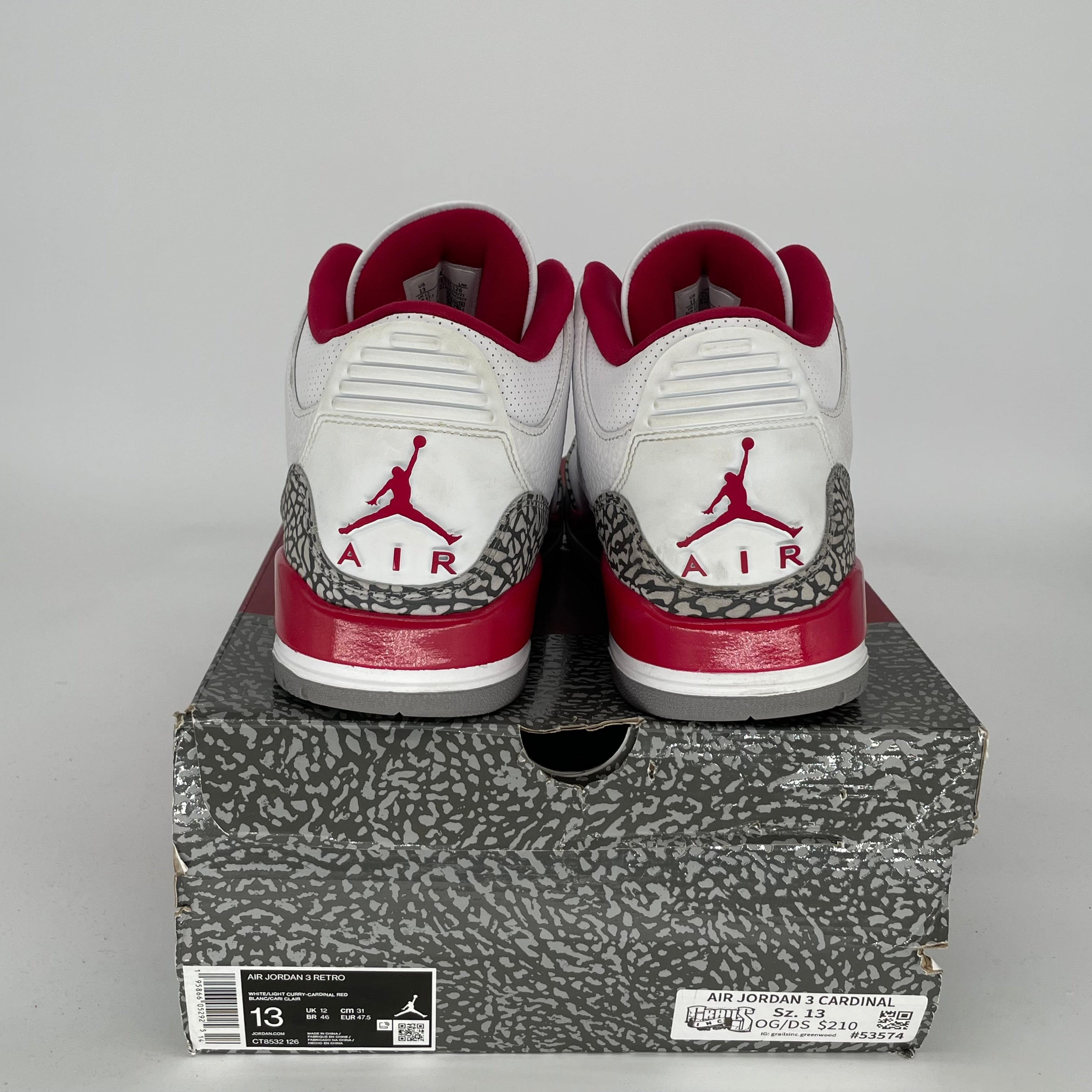 AIR JORDAN 3 CARDINAL Men's Basketball Shoes Size 13 - Retro Style Sneakers for Men (CT8532-126) - Perfect for Streetwear, Gym & Casual Outfits