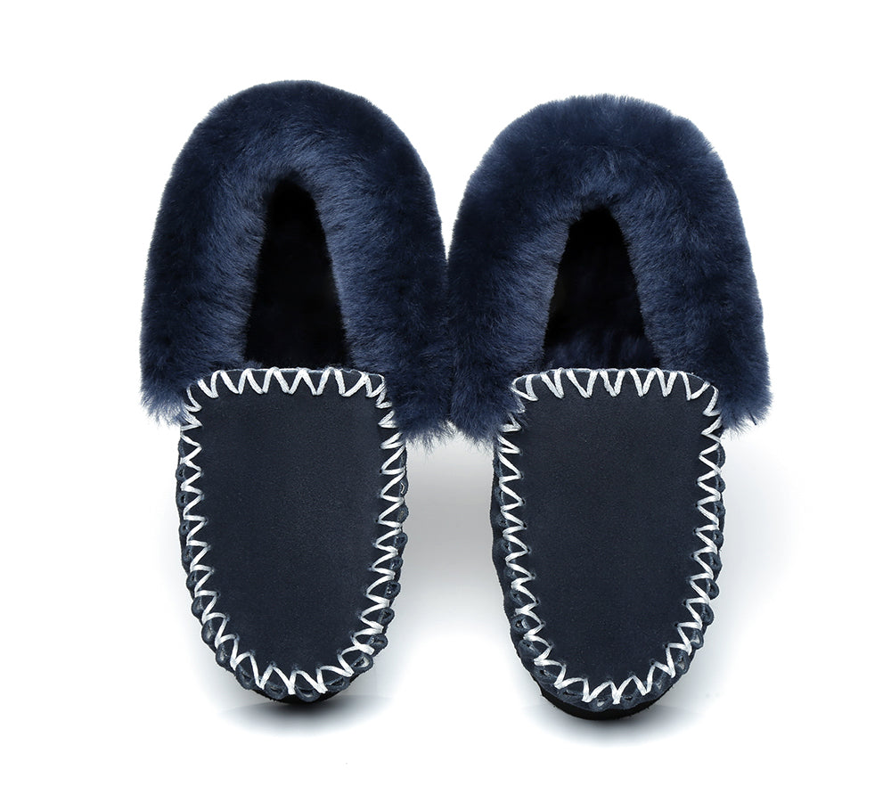 Australian Shepherd® Men's UGG Slippers - Genuine Sheepskin Wool Ankle Moccasins for Indoor Comfort (Big Sizes Available) - Perfect for Cozy Home Wear & Winter Relaxation