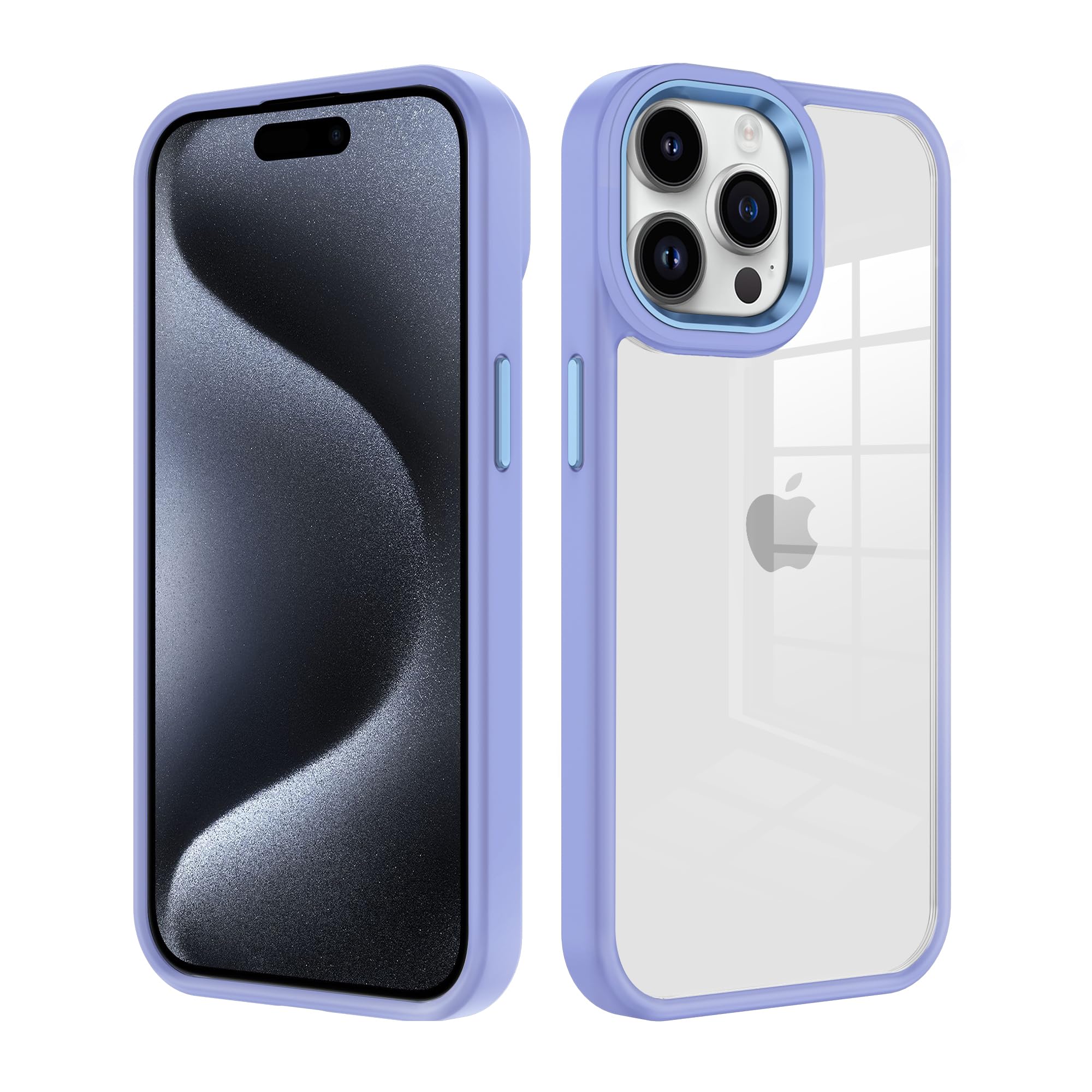 Premium Shockproof Bumper Case for iPhone 15 Pro (6.1-Inch) - Anti-Yellowing Clear Back Cover with Military-Grade Protection - Compatible with iPhone 15 Pro (Purple) - Perfect for Outdoor Activities, Work & Daily Use