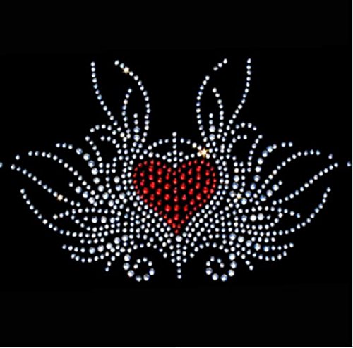 Heart Scroll Rhinestone Iron-On Transfer for DIY T-Shirts, Jackets & Bags - Sparkling Decorative Patches for Clothing Customization & Craft Projects