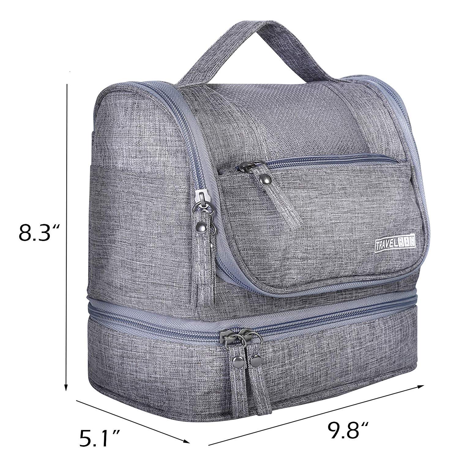 Waterproof Polyester Travel Toiletry Bag for Makeup & Cosmetics - Compact Organizer with Multiple Pockets (Grey, MSH0015M) - Perfect for Solo Travel, Camping & Airplane Carry-on