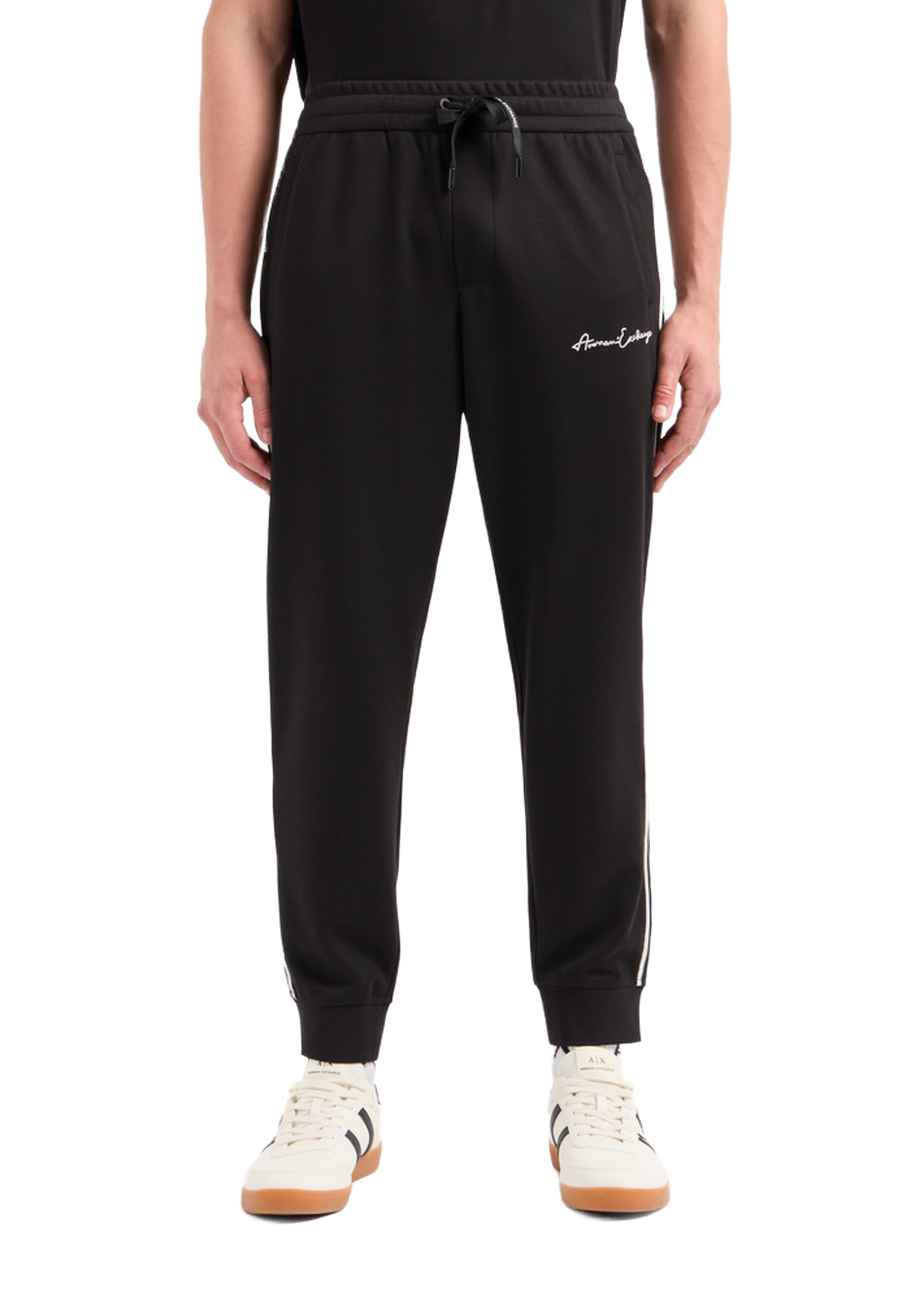 ARMANI EXCHANGE Men's Signature Logo Jogger Pants - Stretch Poly Viscose Comfort Fit Casual Sweatpants for Gym, Lounge & Everyday Wear