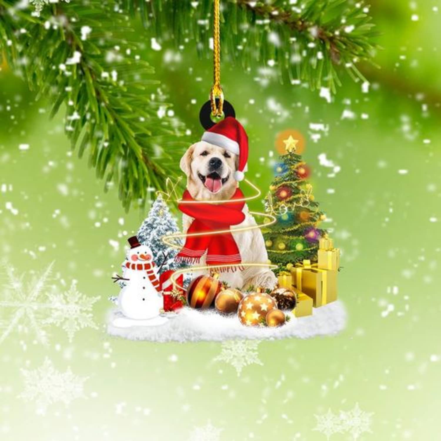 Golden Retriever Christmas Ornaments Set - 10pcs Snowman & Dog Holiday Tree Decorations with Mica Plastic | Perfect for Xmas Tree, Gift Exchange & Pet Lover Home Decor