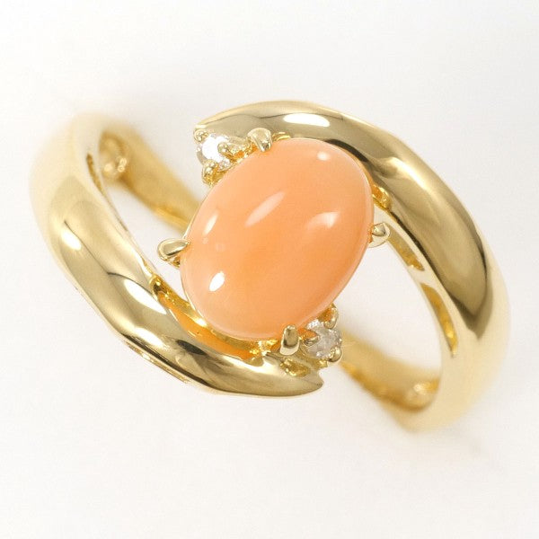 18K Yellow Gold Coral Diamond Ring for Women - Elegant Handmade Jewelry for Weddings, Anniversaries & Special Occasions
