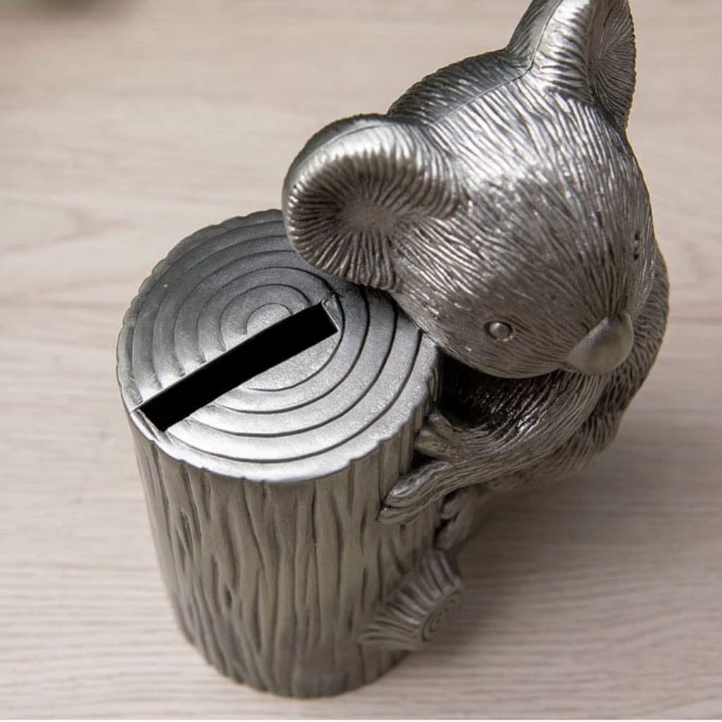 Cute Koala Shaped Piggy Bank - Zinc Alloy Metal Coin Bank for Kids | Creative Money Saving Gift for Birthday & Holidays | Perfect for Teaching Children Financial Responsibility & Home Decor