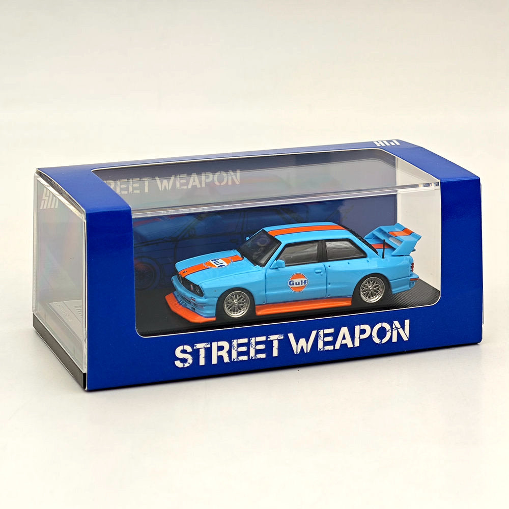 1/64 Scale Street Weapon SW BMW LTO E30 M3 Gulf Blue Diecast Model Car - Collectible Miniature Vehicle for Display, Gifts & Racing Enthusiasts