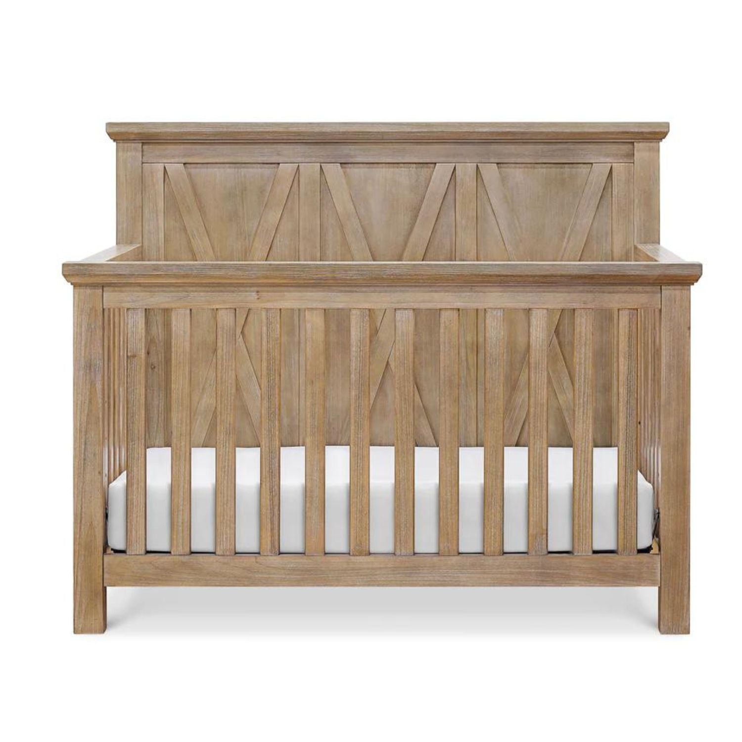Emory Farmhouse 4-in-1 Convertible Crib - White Wooden Baby Crib with Toddler Bed Conversion | Nursery Furniture for Boys & Girls | Perfect for Small Spaces & Modern Nurseries