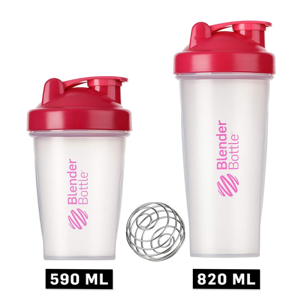 Protein Shaker Cup with Blender Ball - 820ml Clear Pink for Gym & Workouts