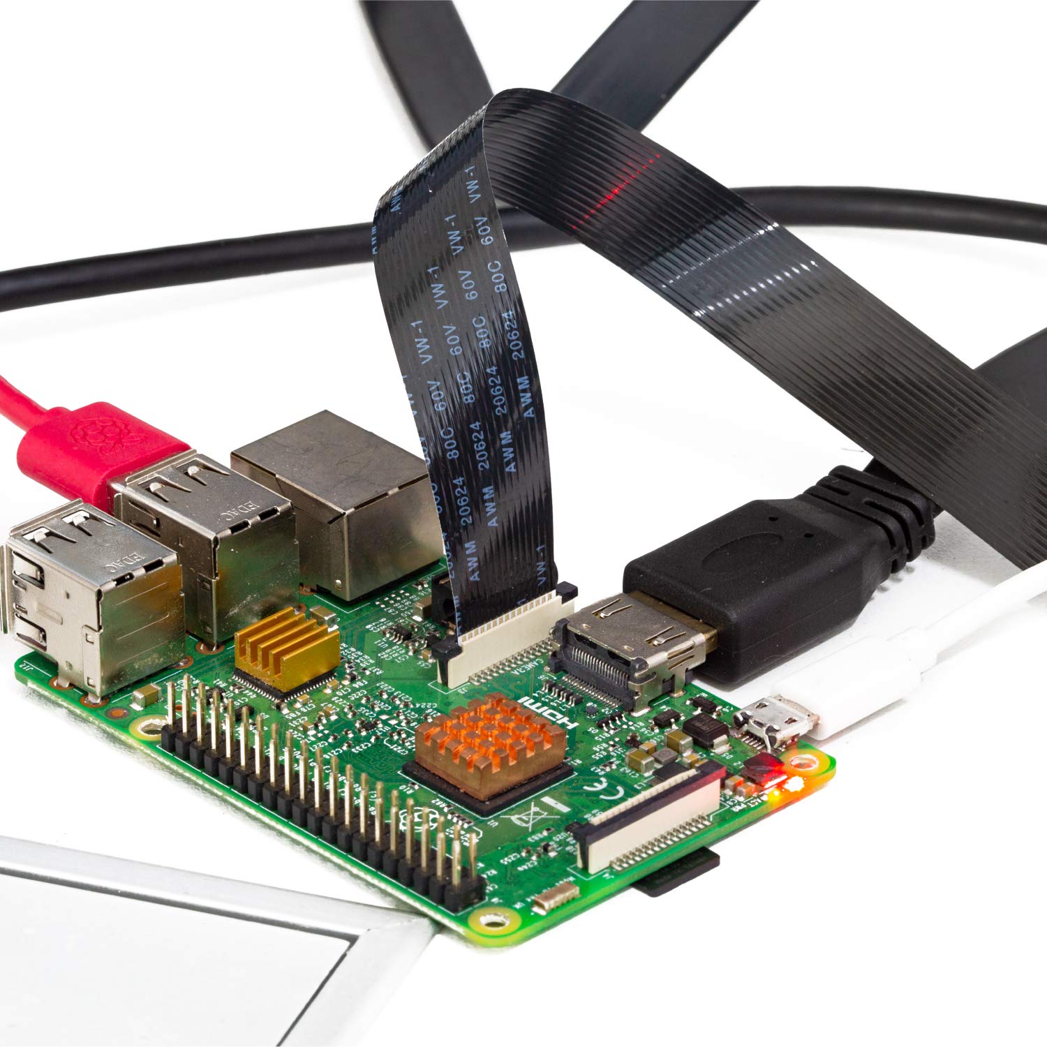 Arducam Raspberry Pi Camera Cable - 2FT/60CM Flexible Ribbon Extension for OctoPrint/OctoPi Webcam & 3D Printer Monitoring - Perfect for Remote Printing & Time-Lapse Photography (Black)