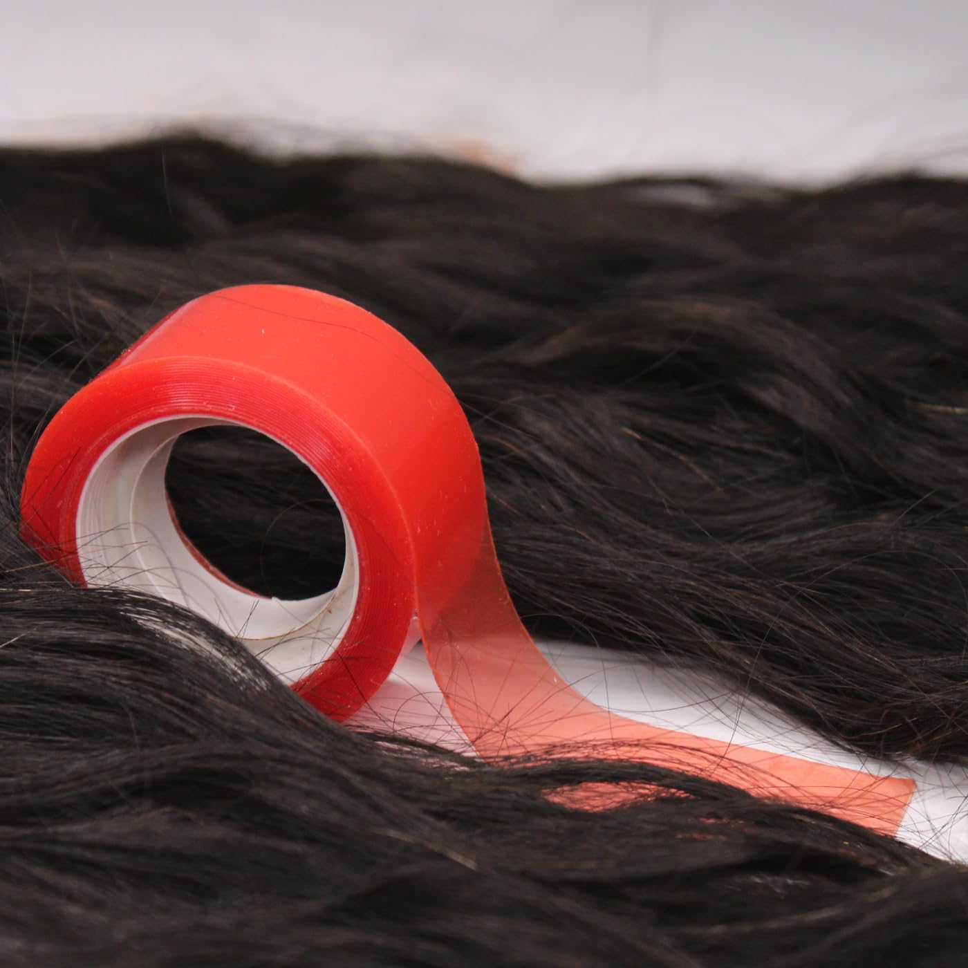 BOXO Transparent Double Sided Hair Wig Tape - Strong Hold for Hair Patch & Toupee - Red Color - Perfect for Daily Wear, Cosplay & Hair Replacement Solutions