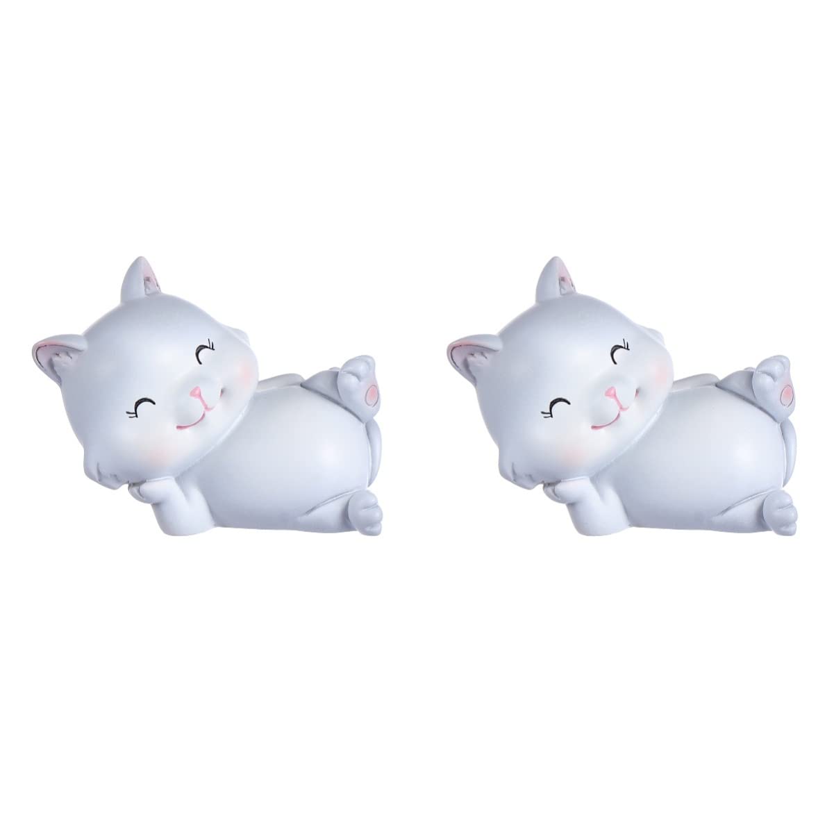 Bestoyard 2pcs Miniature Cat Figurines - Lucky Cat Statue, Cute Kitten Sculpture Car Decor | Perfect for Dashboard Decor, Cupcake Toppers & Home Decoration