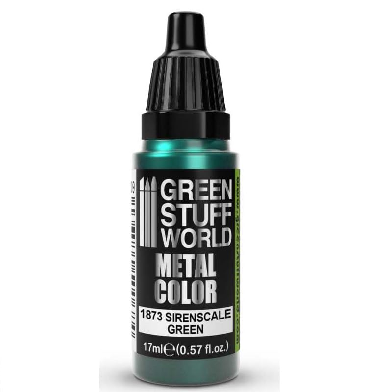 Green Stuff World Metallic Paint Sirenscale Green 1873 - Premium Model & Miniature Paint for Warhammer, D&D, and Scale Models | Perfect for Fantasy Figures, Tabletop Gaming, and DIY Crafts