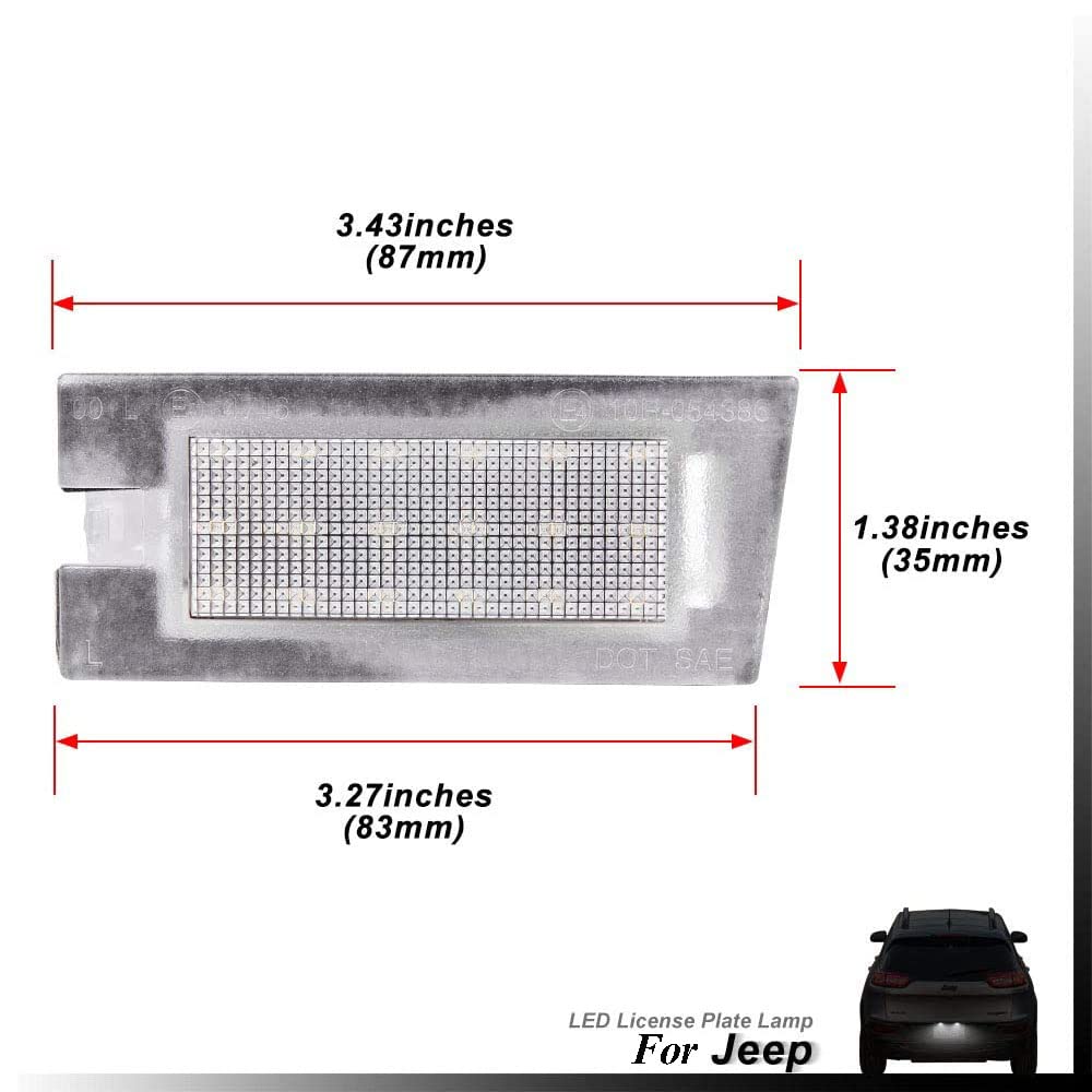 2Pcs LED Number License Plate Light Lamp for Jeep Cherokee 2014-2020 - Bright White LED Car Tail Lights - Perfect for Night Driving & Enhanced Visibility