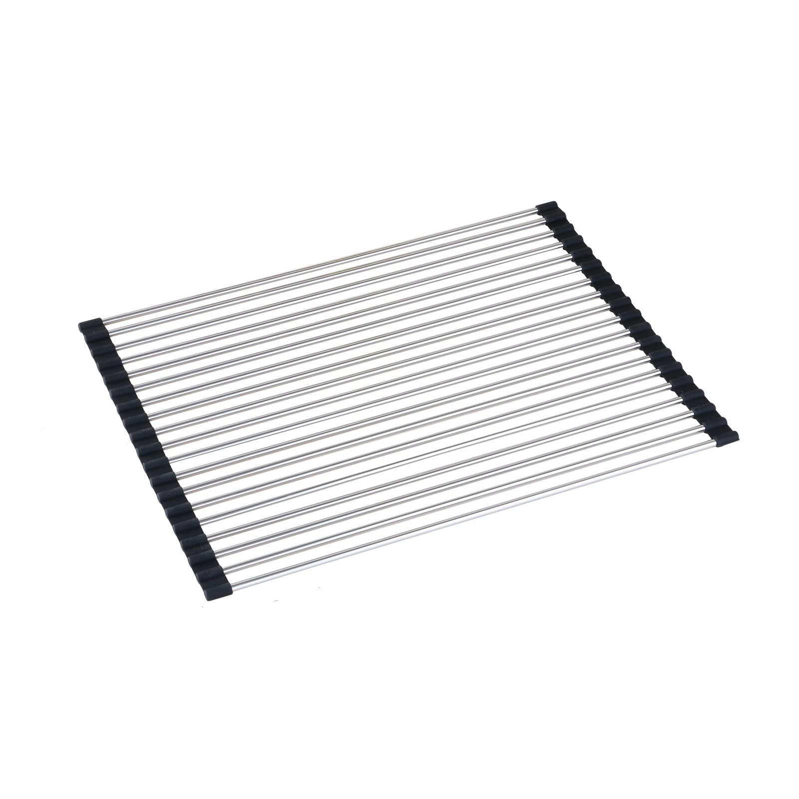 FBrand Stainless Steel Roll Up Dish Drying Rack - Foldable Sink Rack Mat & Kitchen Rolling Dish Drainer - Over The Sink Countertop Organizer (18.11x12.59) - Perfect for Small Kitchens, Apartments & RV Use