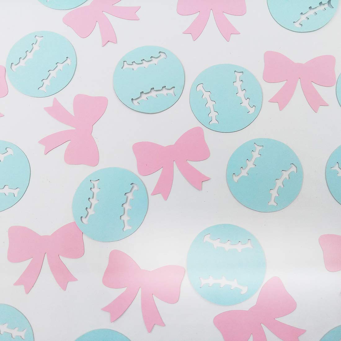 Morndew 100-Piece Baseball or Bow Confetti Set - Gender Reveal, Baby Shower, Birthday & Wedding Party Decorations - Perfect for Table Scatters, Photo Backdrops & Celebration Decor