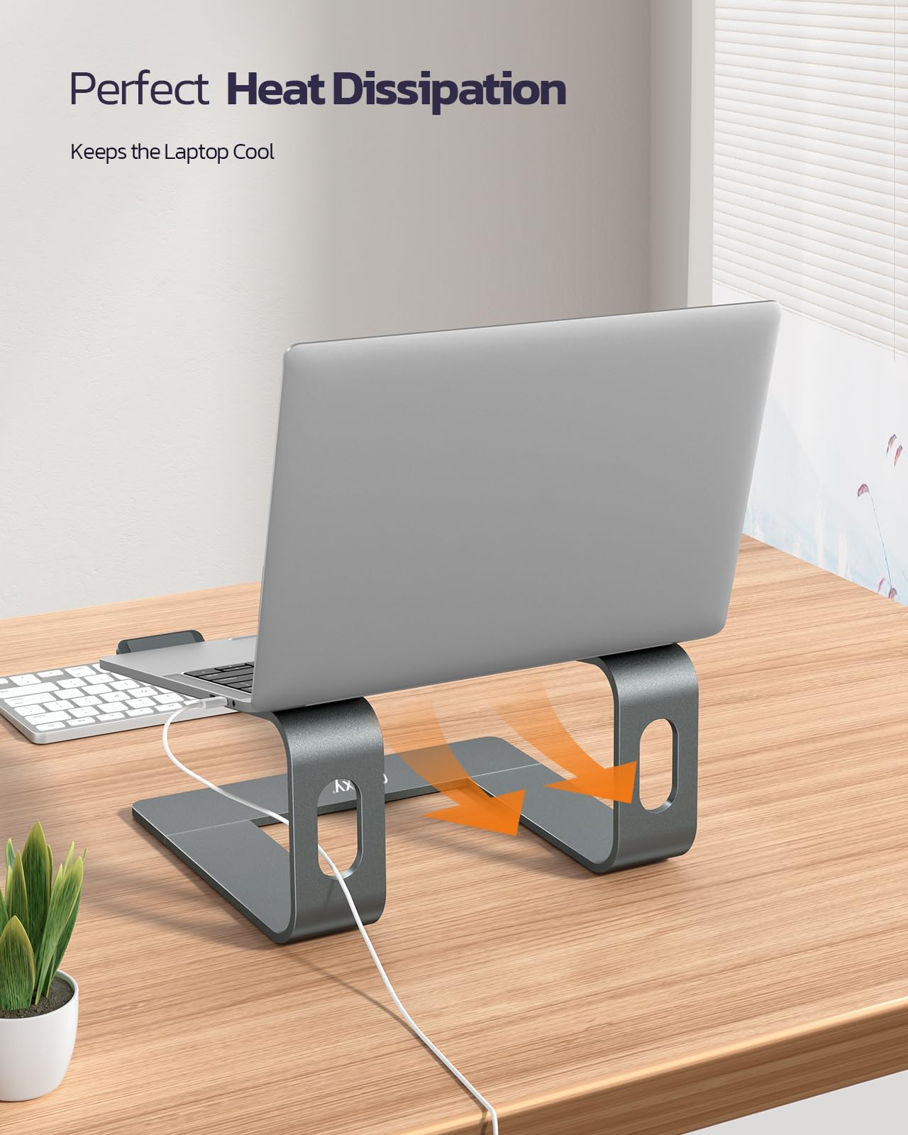 Nulaxy Ergonomic Aluminum Laptop Stand with Cooling Function - Adjustable & Portable Notebook Holder for MacBook Air Pro, Dell XPS, Lenovo (10-15.6 Inch) | Perfect for Home Office, Gaming & Travel Use