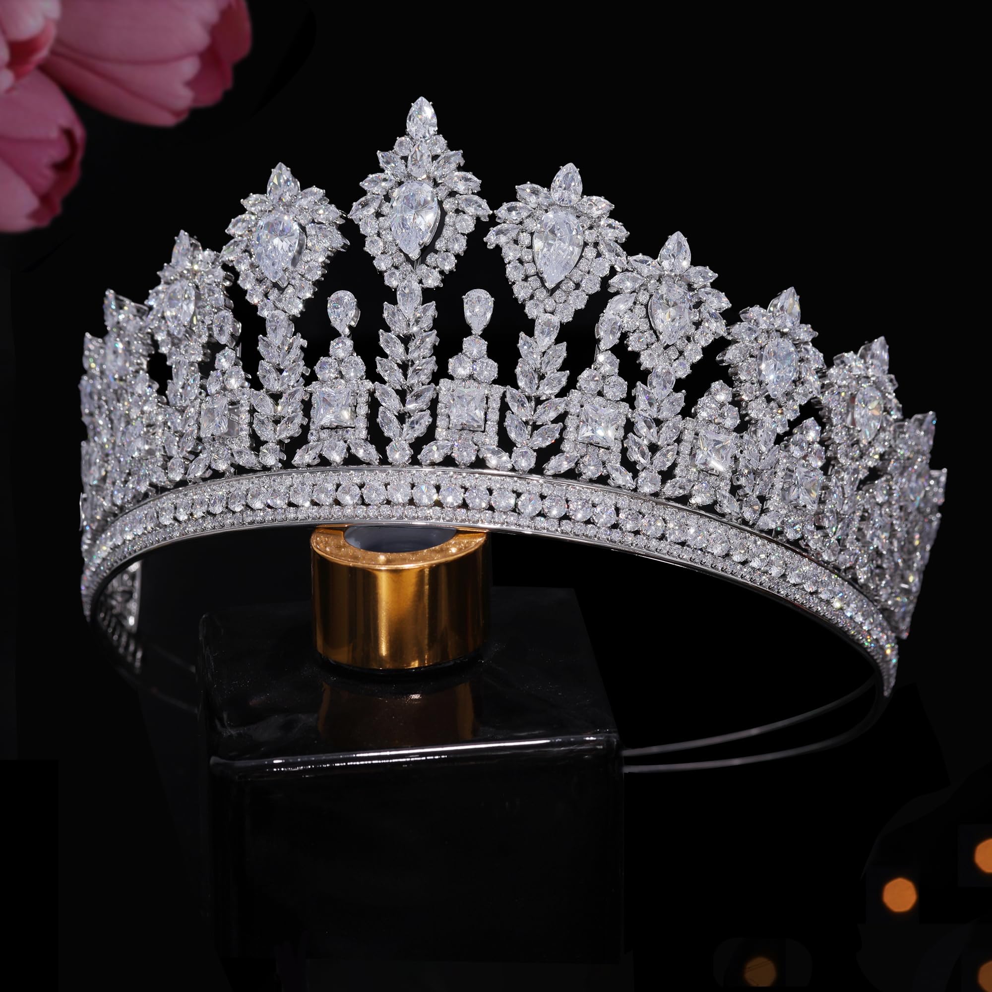 Jorsnovs Cubic Zirconia Princess Crown Tiara - Elegant Silver CZ Wedding Headpiece for Women & Girls | Perfect for Quinceañera, Bridal, Prom & Special Occasions
