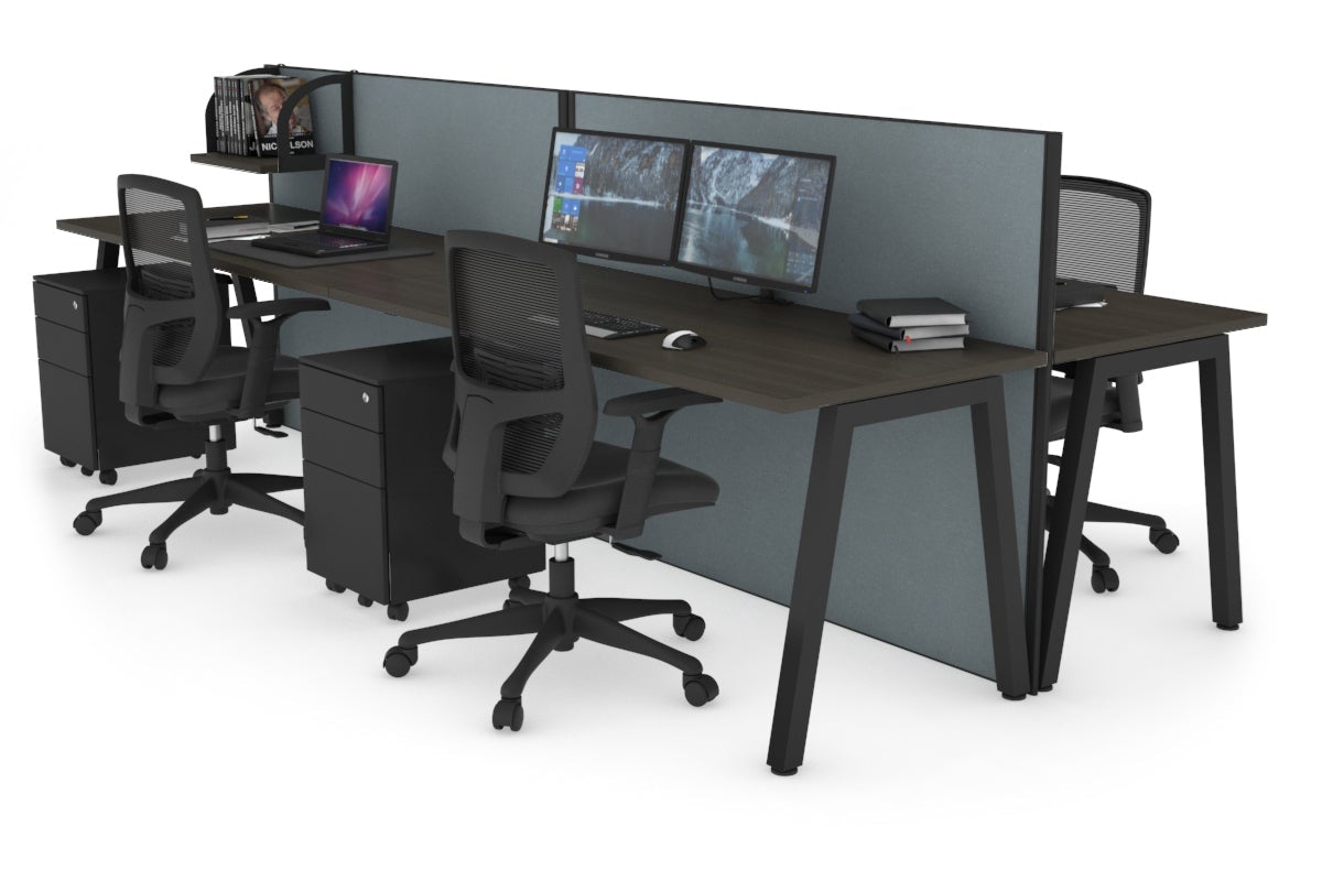 Horizon Quadro 4-Person Office Workstation Bench with A-Legs - 1200L x 700W Dimensions - Perfect for Collaborative Workspaces, Conference Rooms & Open Office Layouts