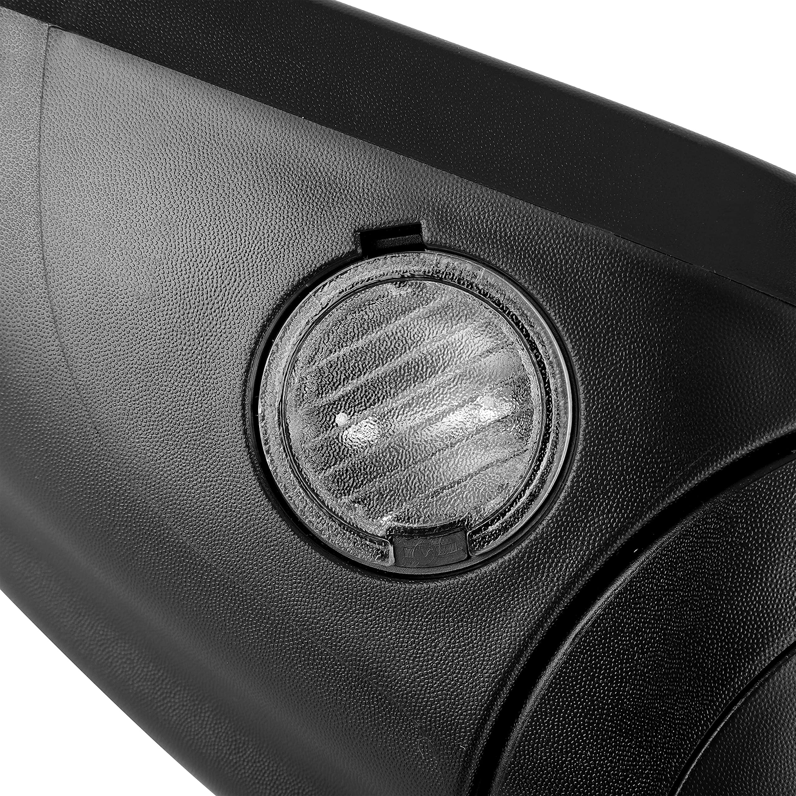 Glossy Black Power Heated Side Mirror with 7-Pin Turn Signal & Puddle Lamp - Compatible with 2016-2019 Ford Explorer (Passenger Side) Replacement for FO1321554 - Perfect for Winter Driving and Nighttime Visibility