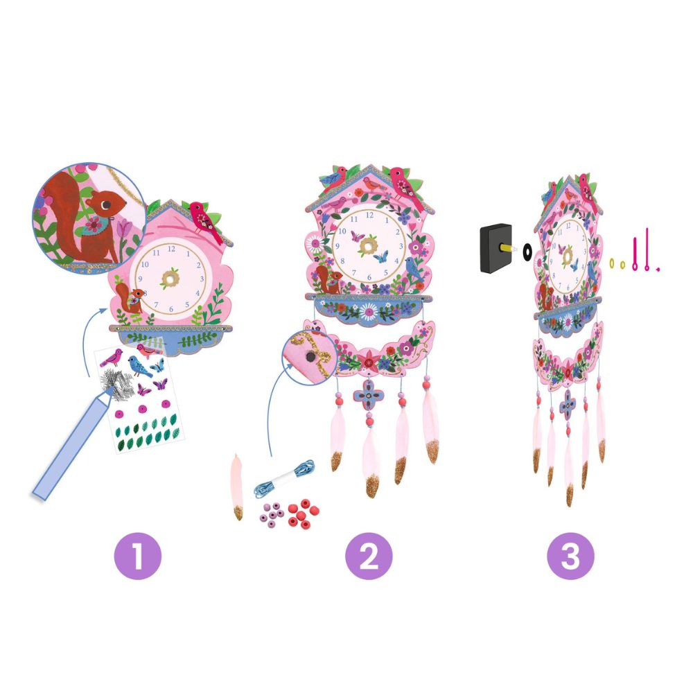 DIY Cuckoo Clock Kit with Stickers - Fun & Educational Wooden Clock Making Craft for Kids - Perfect for Home Decor, Classroom Projects & Creative Playtime