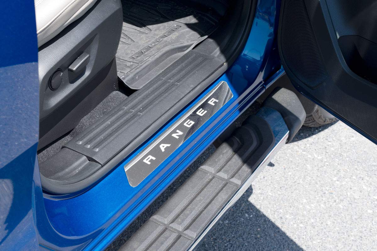 2019-2020 Ford Ranger Supercrew OEM Polished Door Sill Plates - Premium Stainless Steel Protection for Truck Cab Entry (Perfect for Off-Roading & Daily Commute)