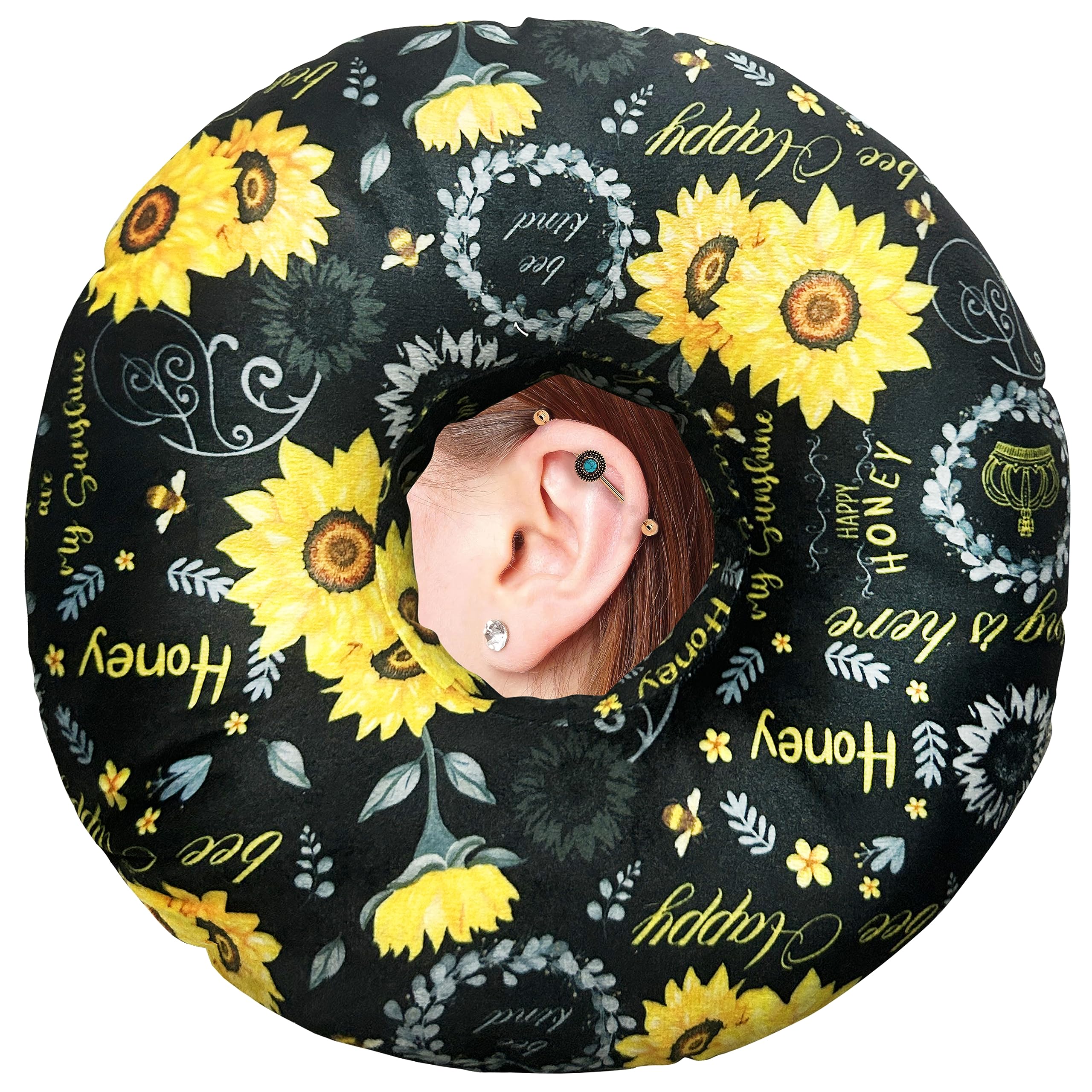 Ear Piercing Pillow for Side Sleepers - Donut Pillow with Hole for Ear Pain Relief & Pressure Sores - Comfortable Sleeping Pillow for Adults with Ear Piercings - Perfect for Post-Piercing Care & Side Sleeping Comfort