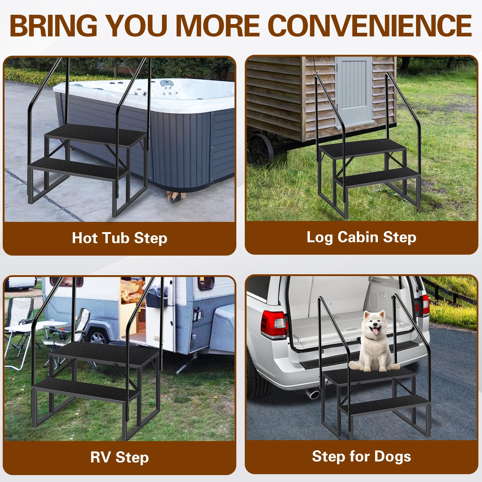 **Non-Slip Hot Tub Steps with Handrails - 2-Step Ladder for Above Ground Pools, RV, Camper, Trailer & Porch - Durable Anti-Slip Stairs for Safe Entry & Exit - Perfect for Swimming Pools, Spas & Outdoor Relaxation**