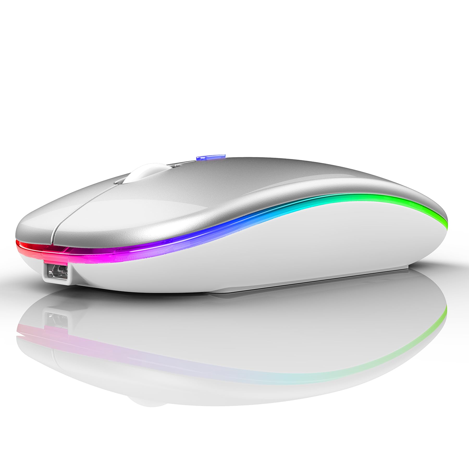 Wireless Bluetooth Mouse for Laptop, MacBook, iPad, PC - Compatible with MacBook Air/Pro, Windows, Chromebook (Silver White) - Perfect for Office, Home & Travel Use