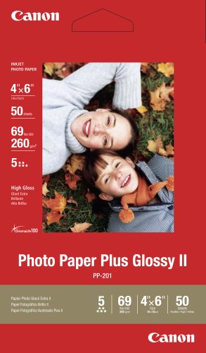 Canon Photo Paper Plus Glossy II, 4x6 Inches, 50 Sheets (2311B022) - Premium Glossy Photo Paper for Printing, Scrapbooking & Framing Memories