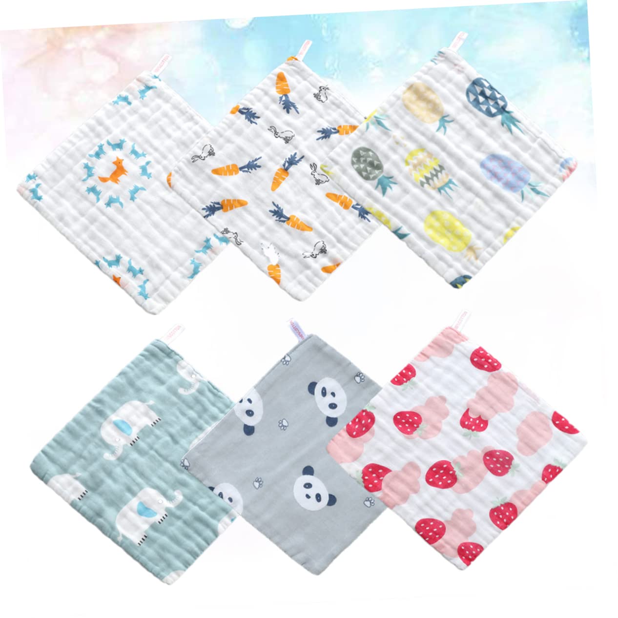 Catiebye 6-Piece Organic Cotton Muslin Baby Washcloths & Towels Set - Ultra Soft, Hypoallergenic, Gentle for Newborns, Infants, Boys & Girls - Perfect for Bath Time, Diaper Changes & Sensitive Skin Care