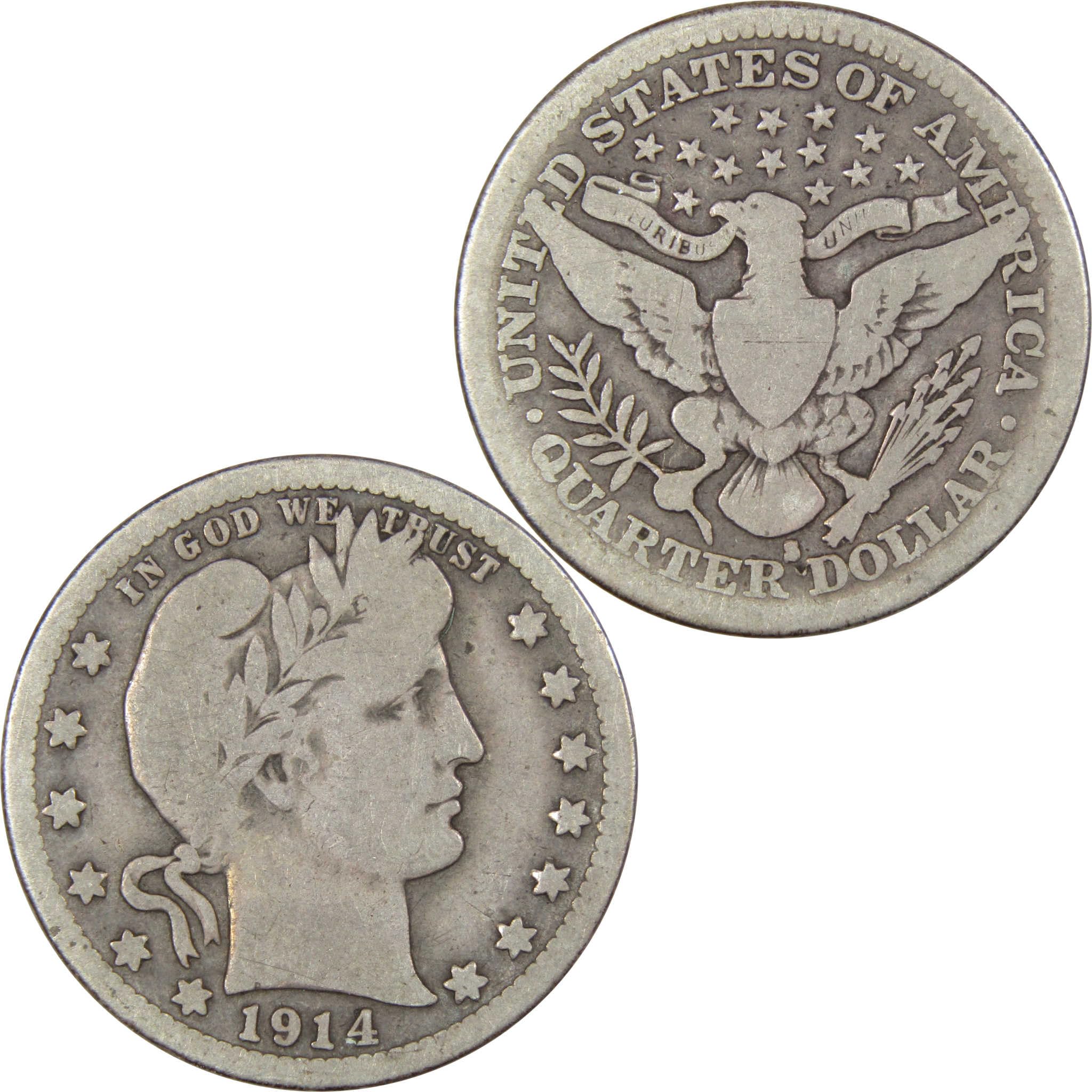 1914 S Barber Quarter VG Very Good Condition Silver 25c Coin – Rare Collectible Coin for Sale | Perfect for Coin Collectors & History Enthusiasts | SKU: IPC3980
