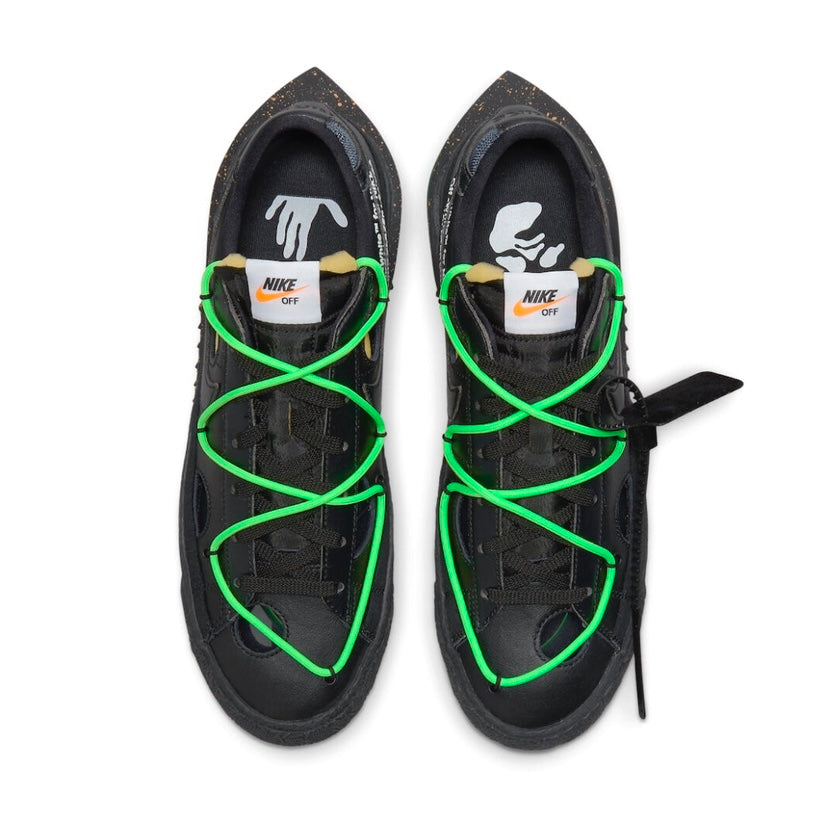 Off White x Nike Blazer Low Sneakers - Black & Green Colorway - Men's/Women's Basketball Shoes for Streetwear & Casual Wear