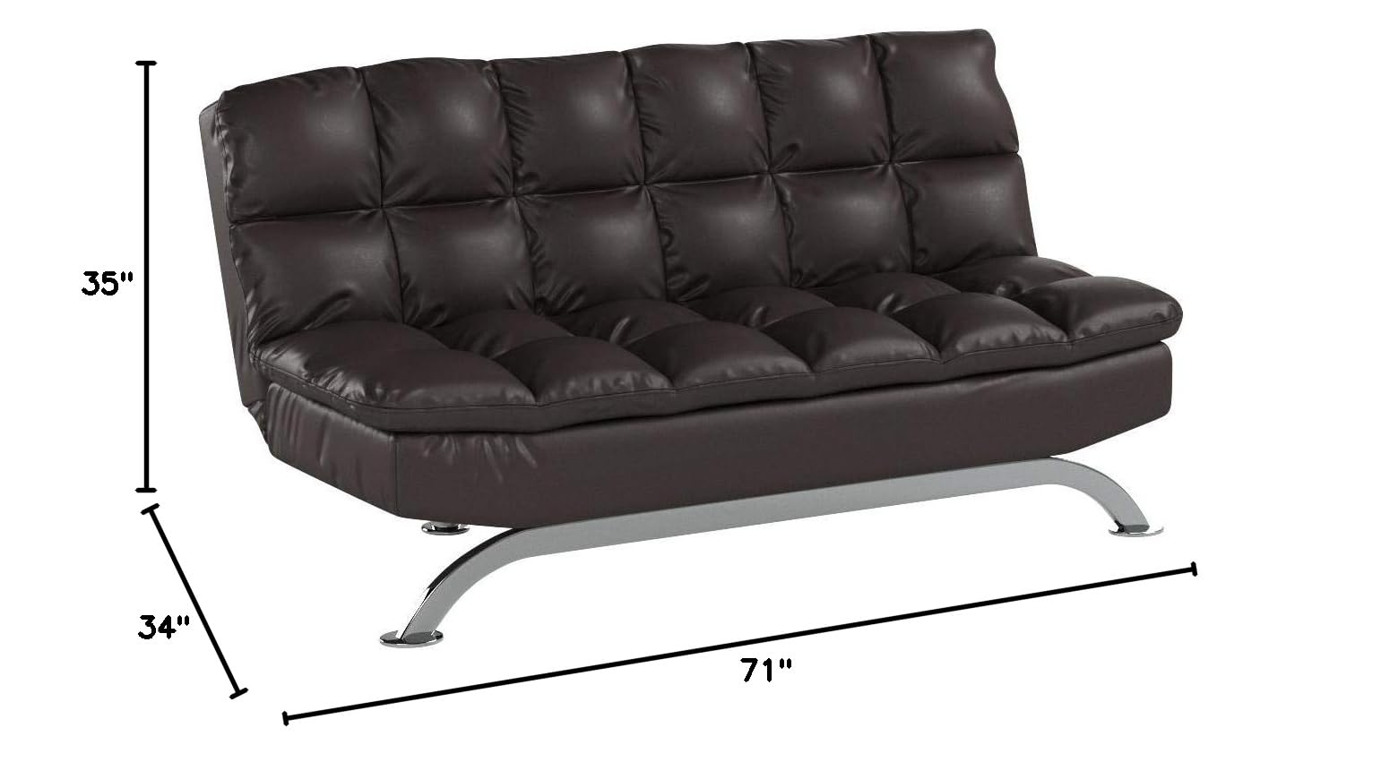 Furniture of America Adelle Convertible Sofa Bed Futon in Dark Espresso - Space Saving Sleeper Sofa for Small Apartments, Guest Rooms & Home Offices