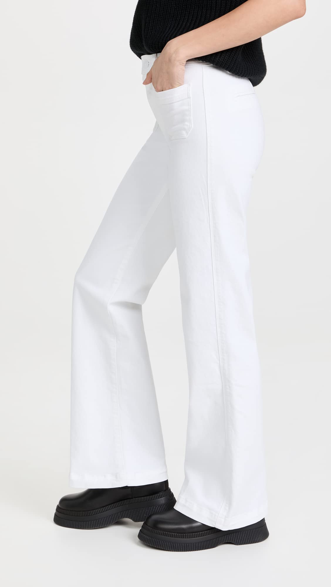PAIGE Women's Leenah Crisp White Pants - High Waisted Slim Fit Dress Pants for Work, Office & Business Casual Outfits