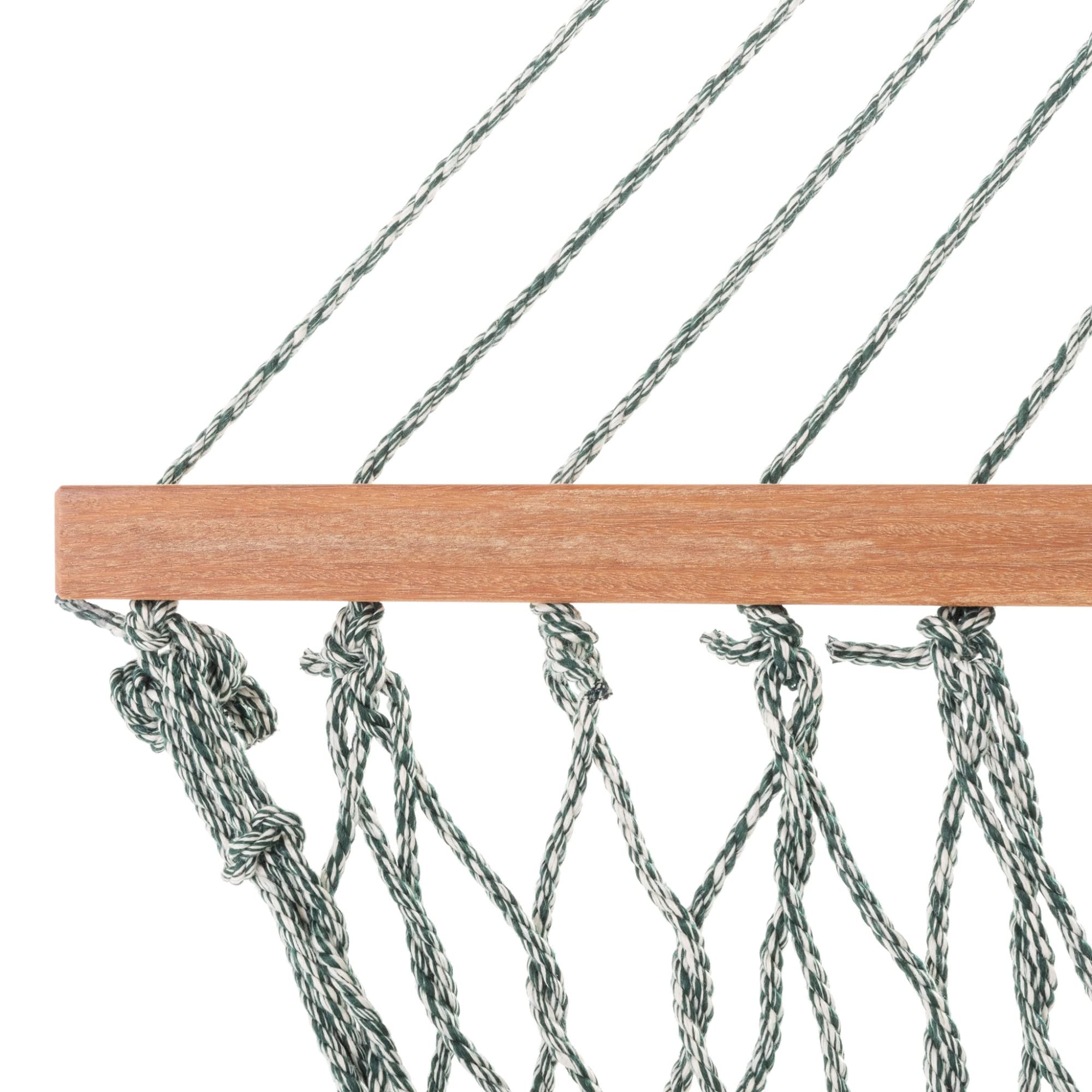 Premium Handcrafted Nags Head Single Green Oatmeal Tweed Rope Hammock - 450 LB Capacity, 12 ft x 49 in - Includes Free Extension Chains & Tree Hooks - Made in USA - Perfect for Backyard Relaxation, Camping & Beach Lounging