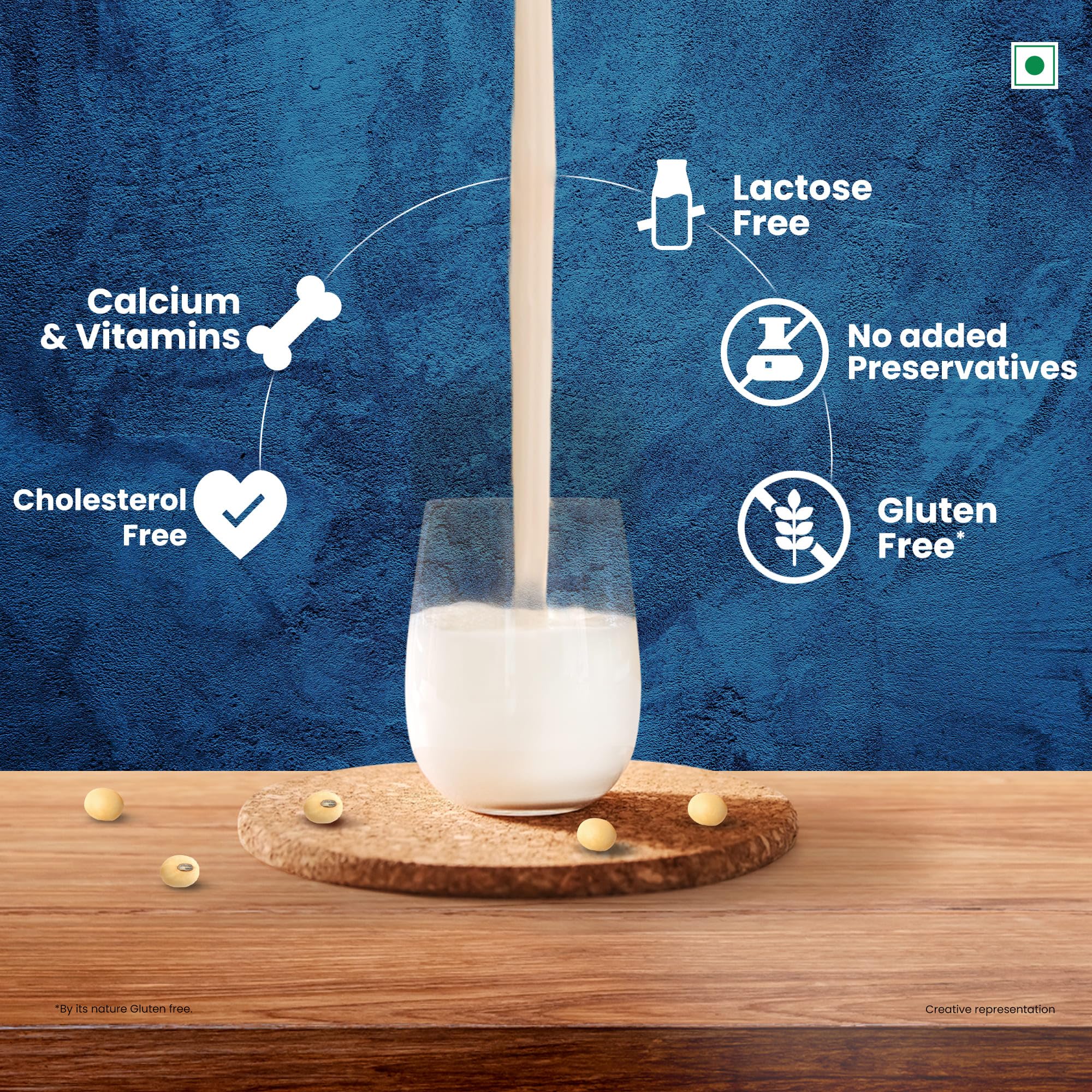 Real Health SOYA Milk 1L - Sugar Free, Lactose Free, Cholesterol Free Plant-Based Beverage | Gluten Free & No Preservatives | Healthy Vegan Milk Alternative for Coffee, Smoothies & Breakfast