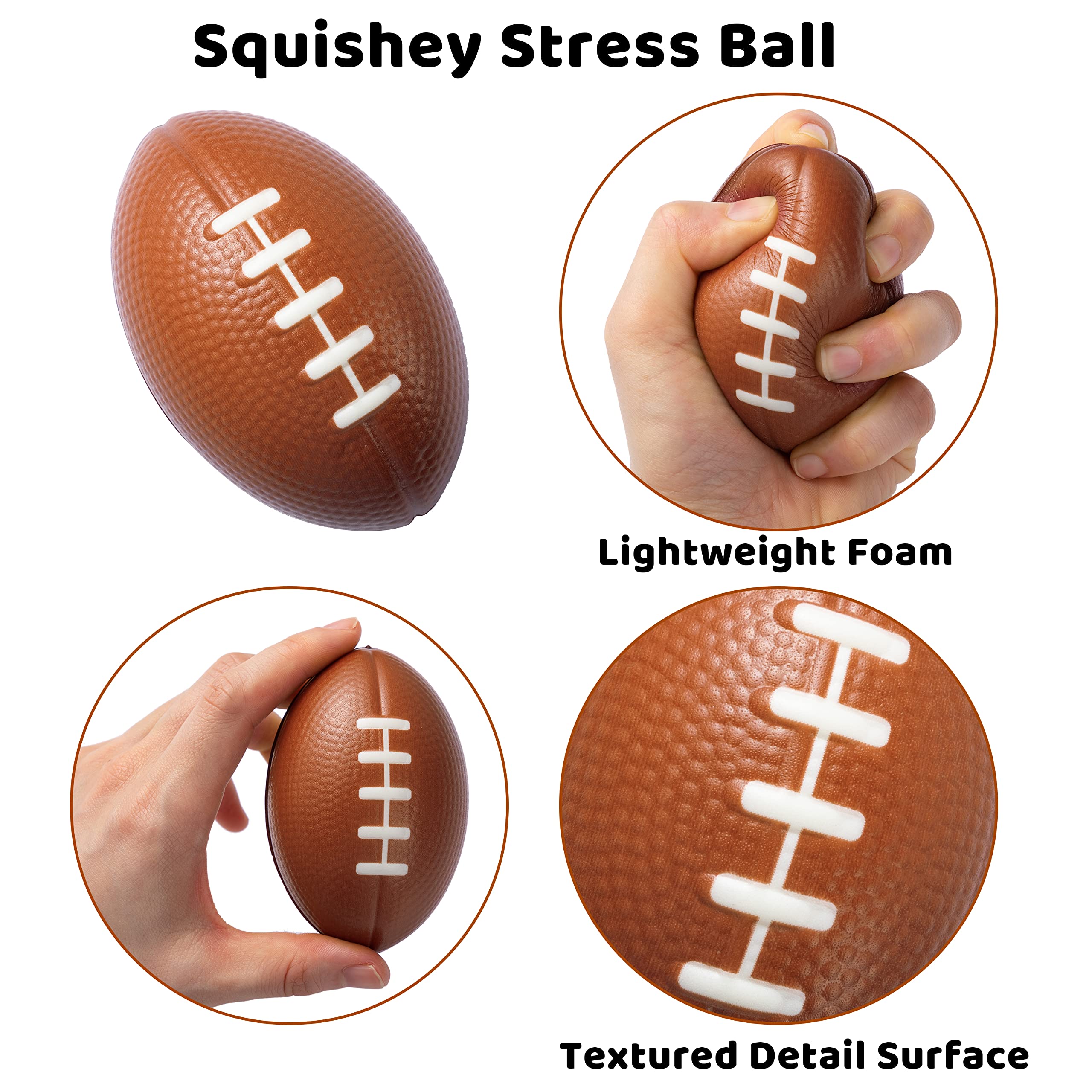 JOYIN 16 Pack 3.25 Inch Mini Football Foam Stress Balls for Kids - Squeeze Toys, Anxiety Relief & Relaxation - Perfect for Birthday Parties, Super Bowl Events, Classroom Prizes & Office Stress Relief